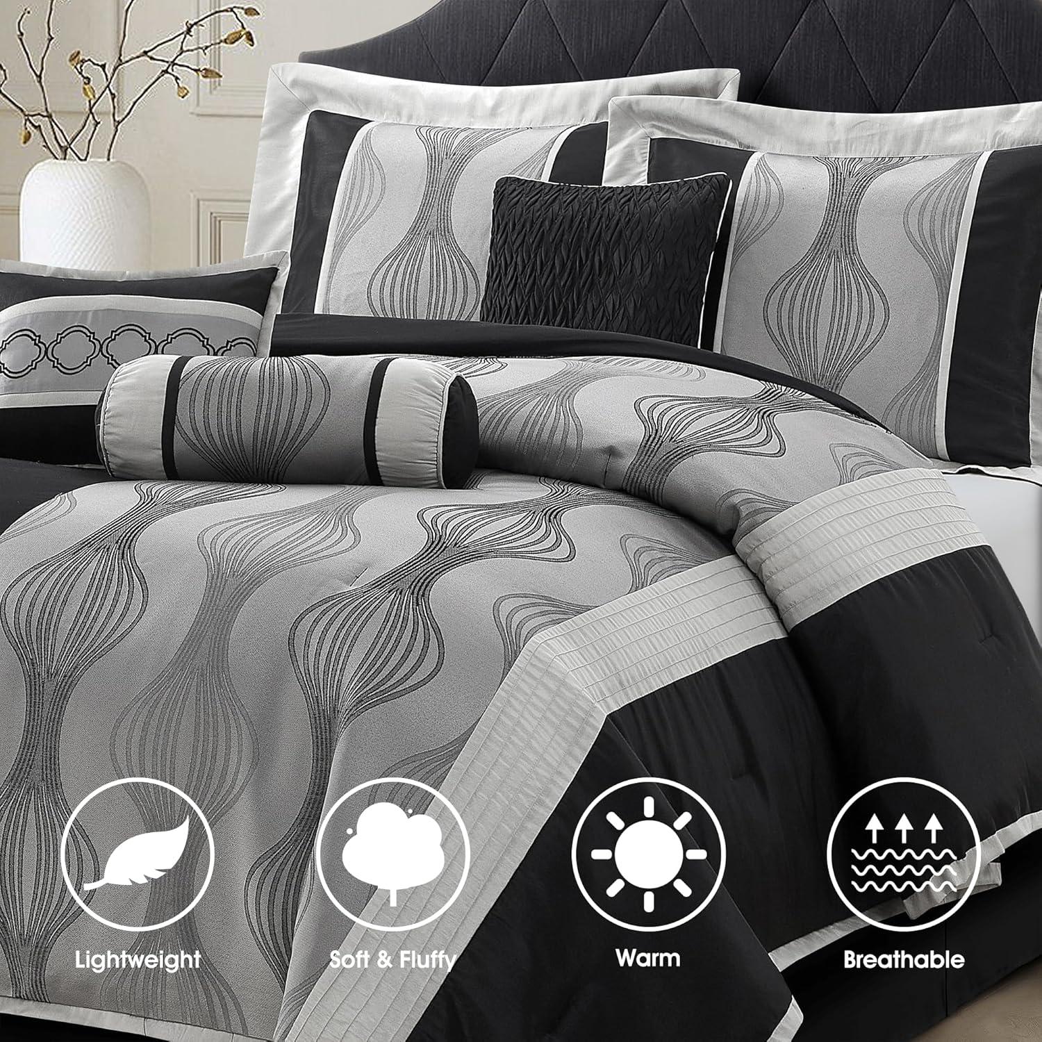 Nanshing 7pc California King Kath Comforter Set Silver