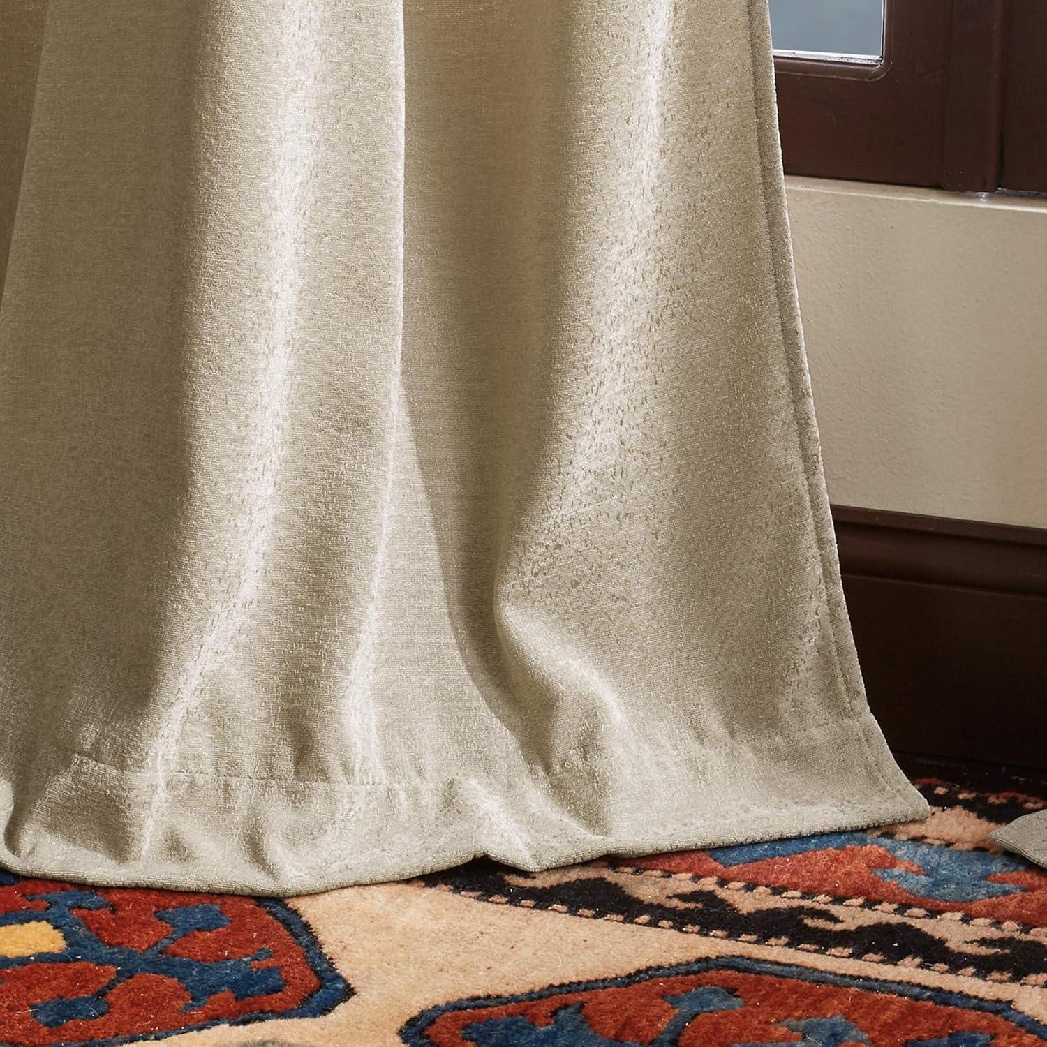 Martha Stewart Naples Chenille Solid Semi-Sheer Rod Pocket Curtain Panels (Set of 2)