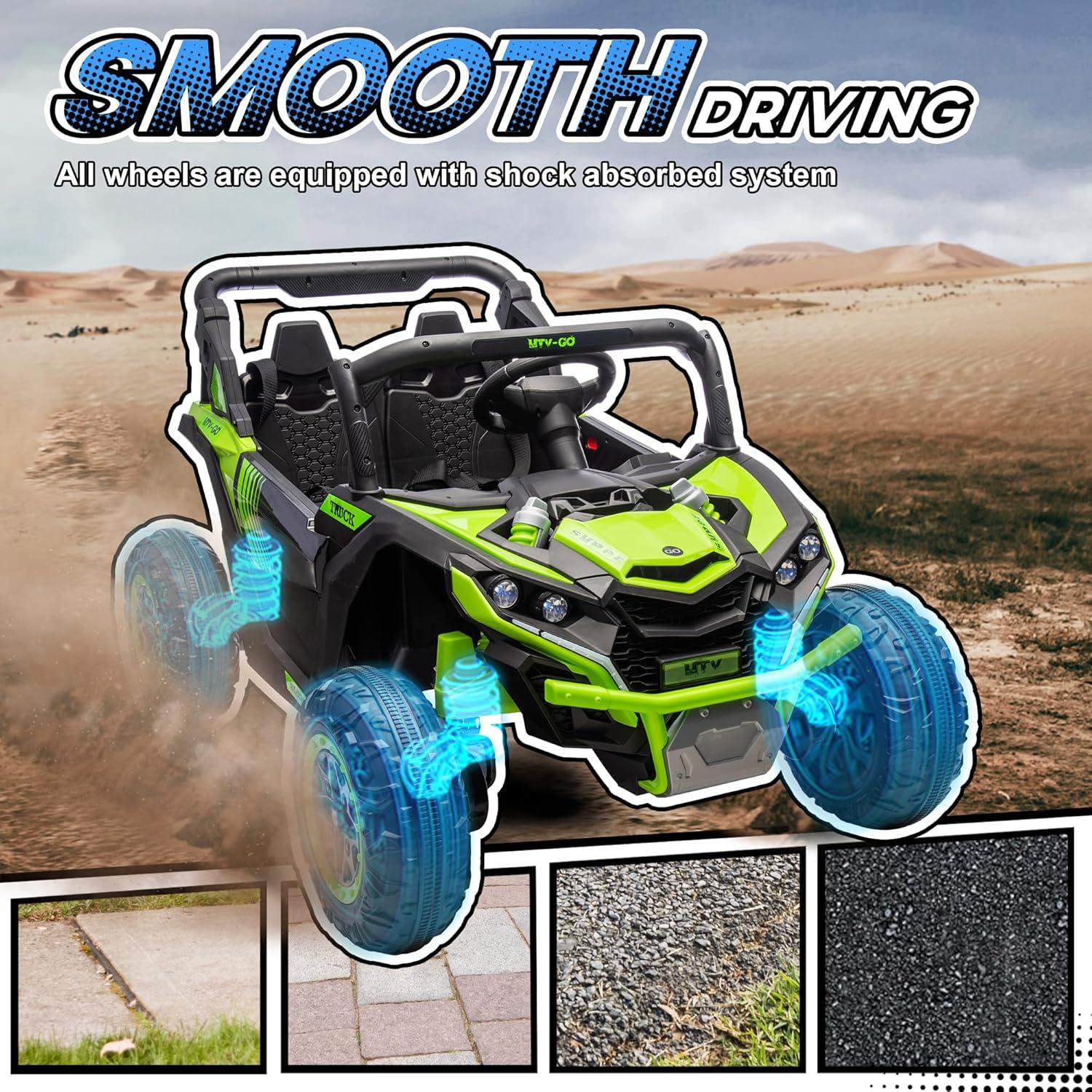 Qaba 24V 7AH Ride on Car, 2 Seater 4MPH Ride on UTV Battery Powered Toy Car
