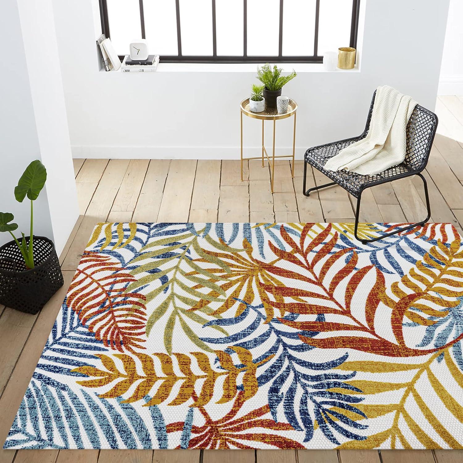 Tropics Palm Leaves Indoor/Outdoor Area Rug - JONATHAN Y