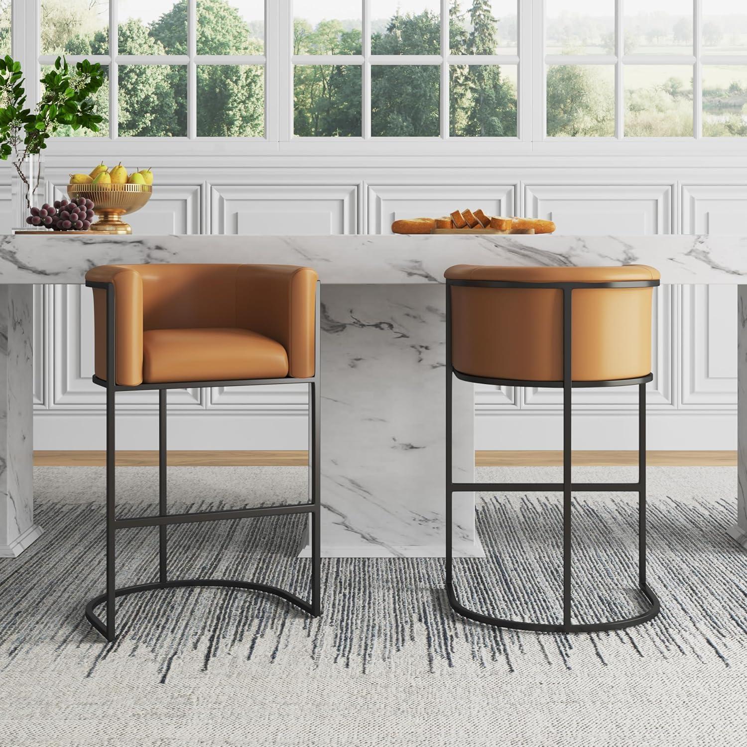 Cosmopolitan Upholstered Metal Barstool - Manhattan Comfort