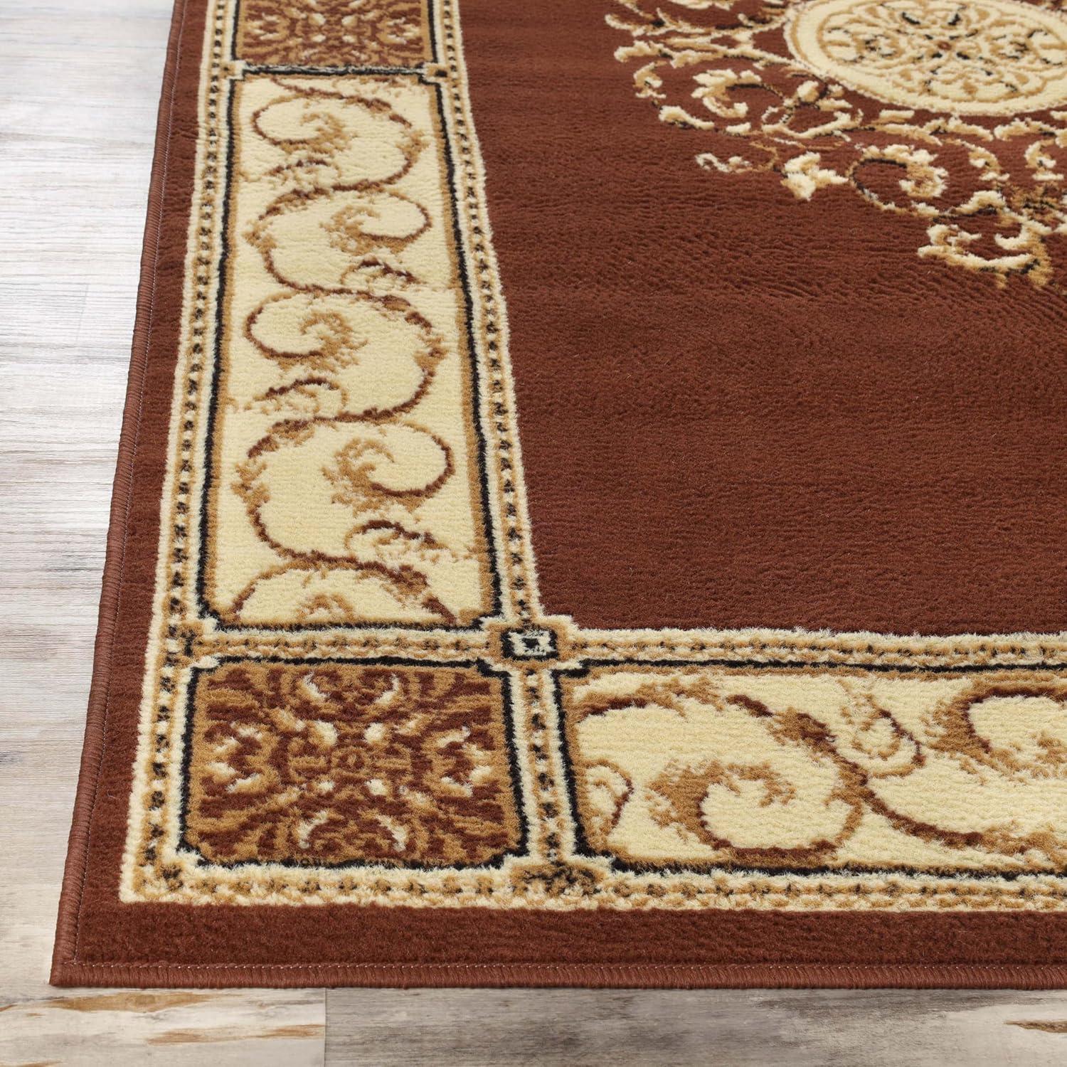 Superior Classic Elegant Floral Medallion Power-Loomed Indoor Area Rug, Toffee, 6' x 9'