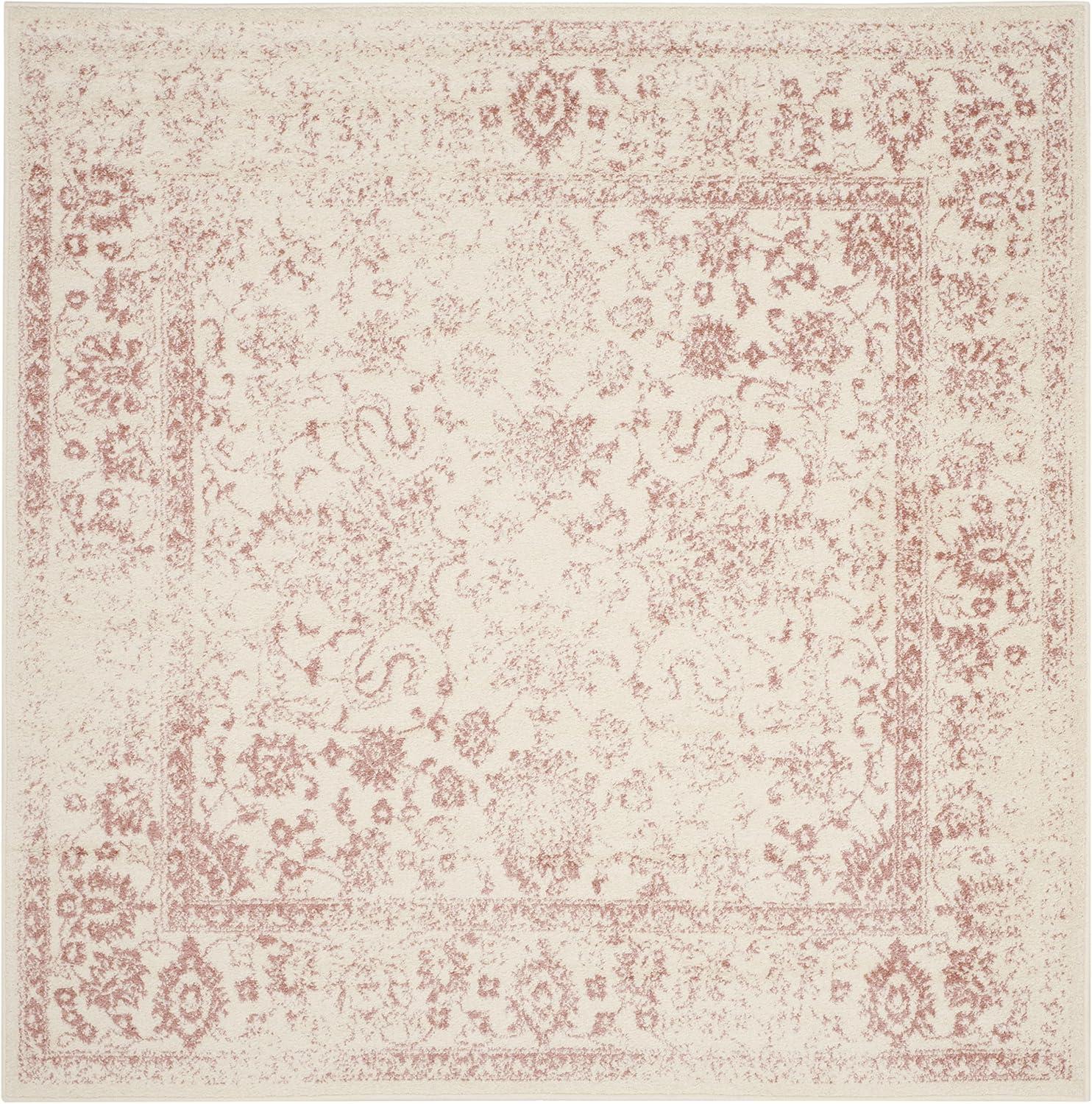 Adirondack ADR109 Machine Made Indoor Area Rug - Ivory/Rose - 6'x6' - Safavieh