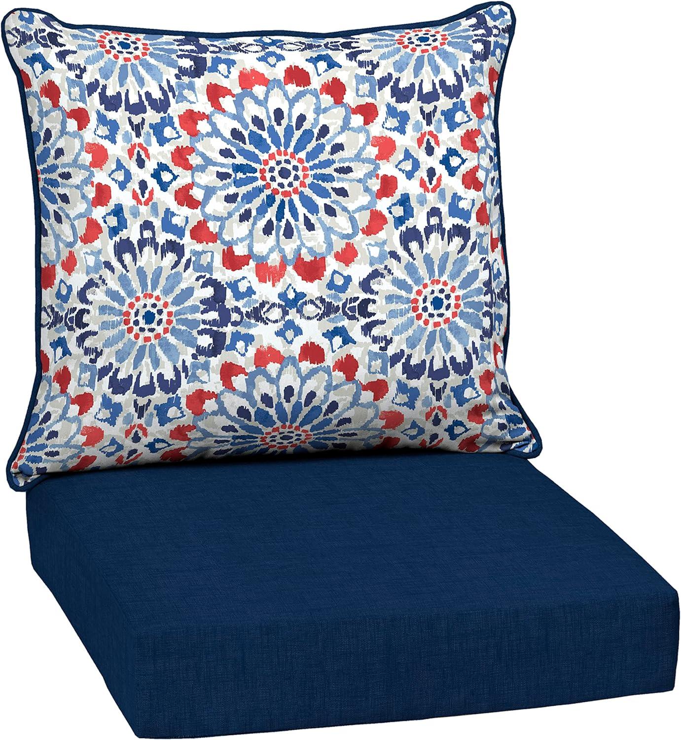 Clark Blue Outdoor Deep Seat Cushion Set with Medallion Pattern