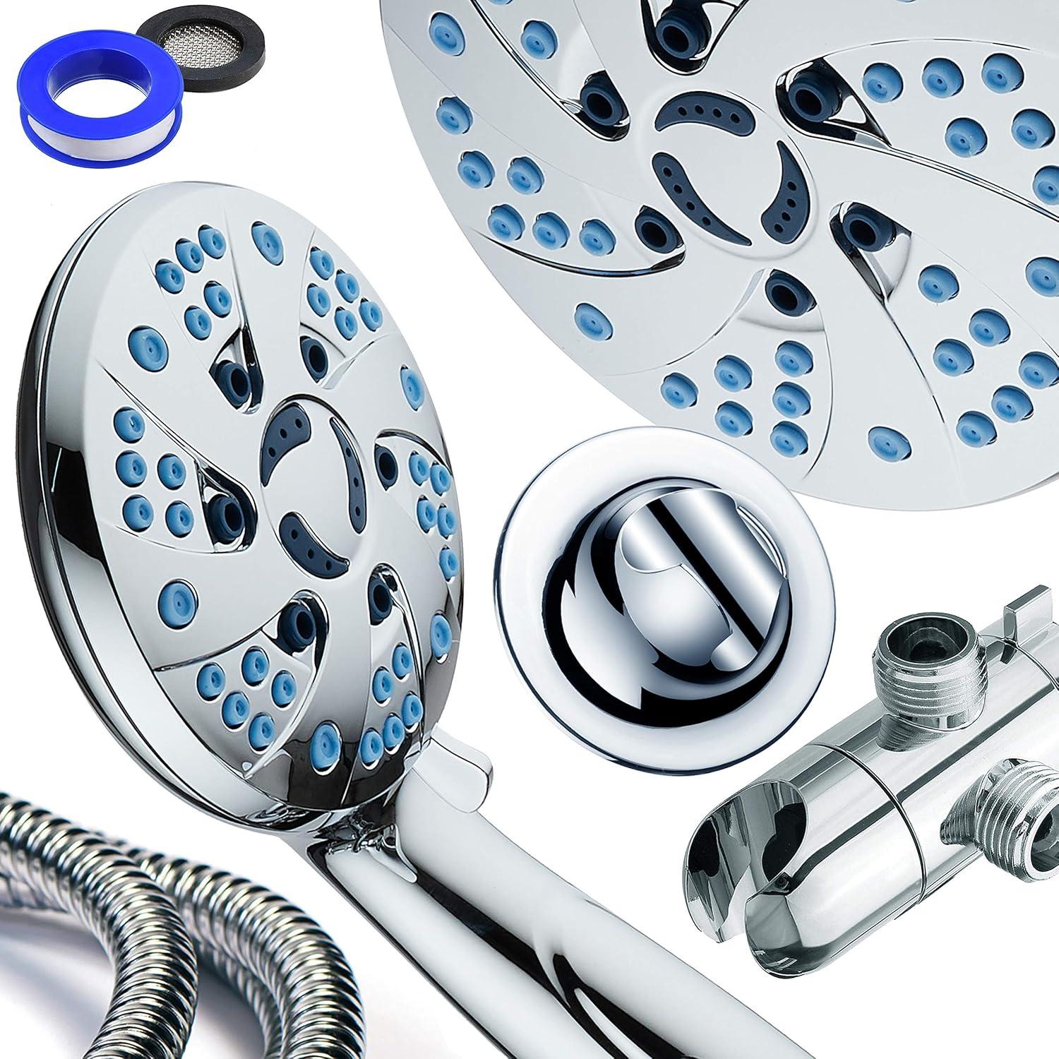 AquaCare Spa Station High Pressure -mode 3-way Rainfall & Handheld Shower Head Combo - Anti-Clog Nozzles, Extra-Long 6 ft Stainless Steel Hose, 2nd Wall Bracket/ORB Bronze Finish