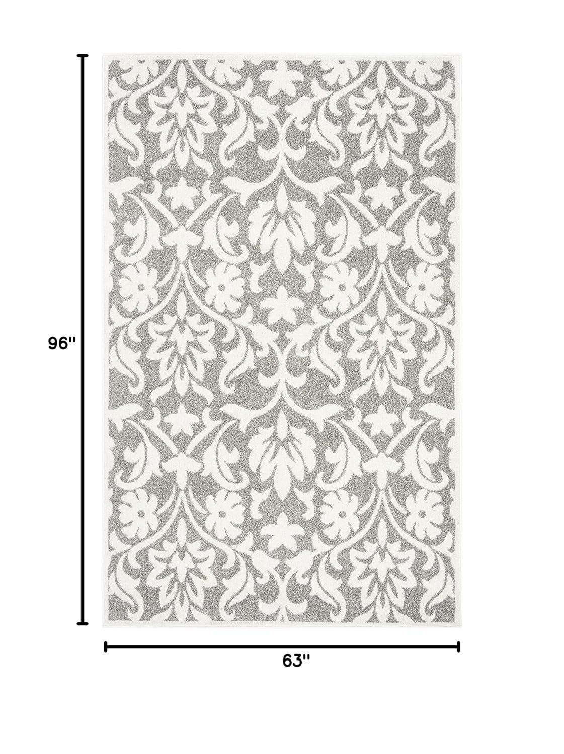Gray and Beige Floral Synthetic Outdoor Area Rug, 10' x 14'