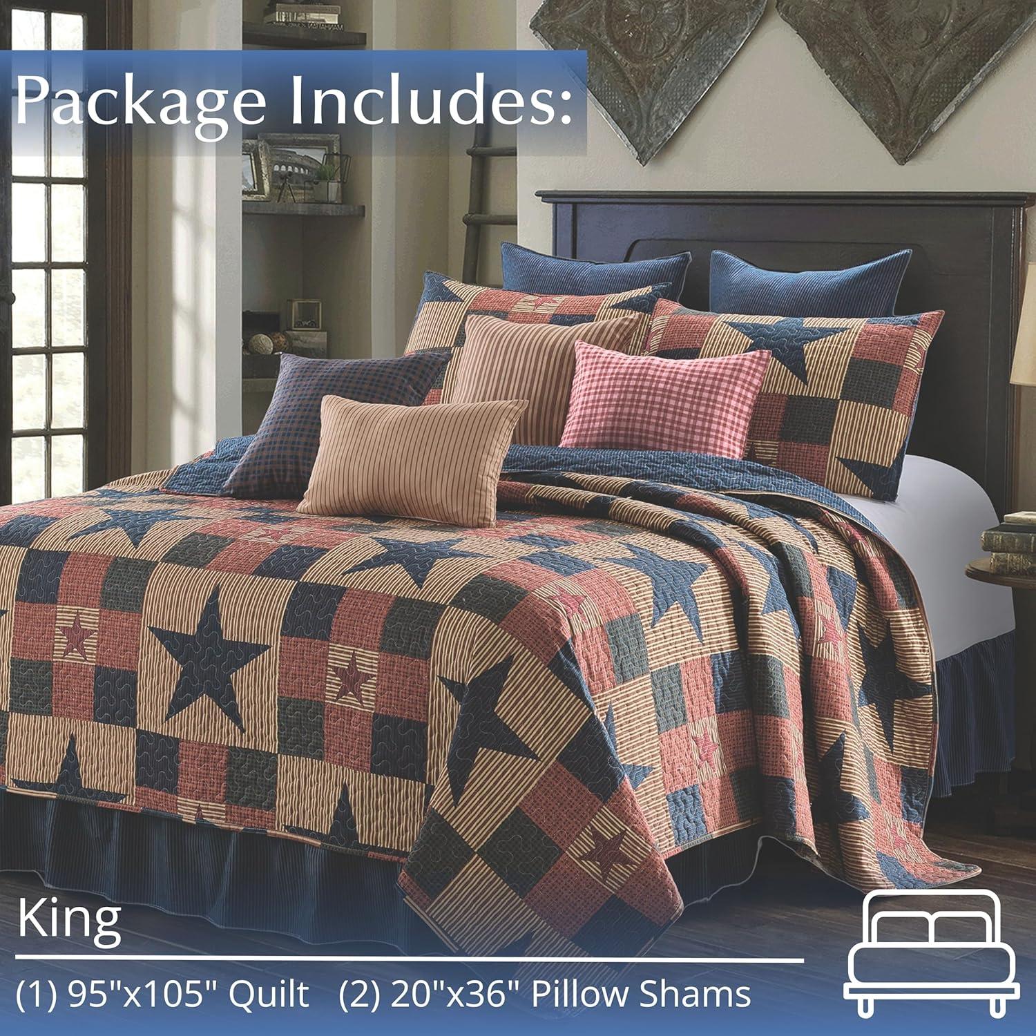 Mountain Cabin Western Star Quilt and Sham Set - King Size