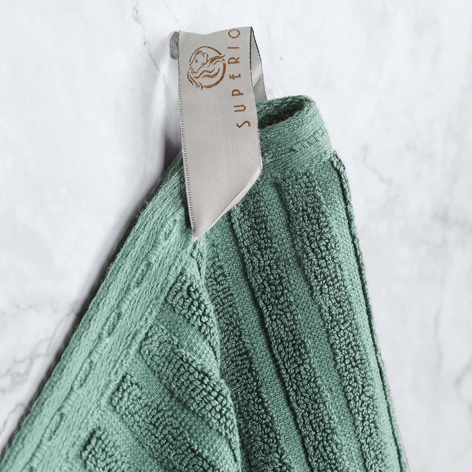 Basil Green Cotton Ribbed 8-Piece Towel Set