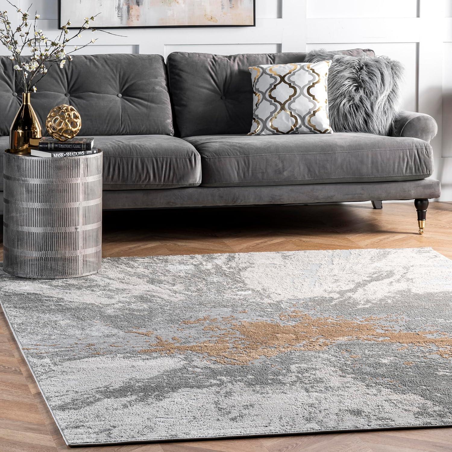 Nuloom Cyn Abstract 3x5 Accent Indoor Area Rug for Living Room Bedroom Dining Room Entryway Kitchen, Silver/Ivory