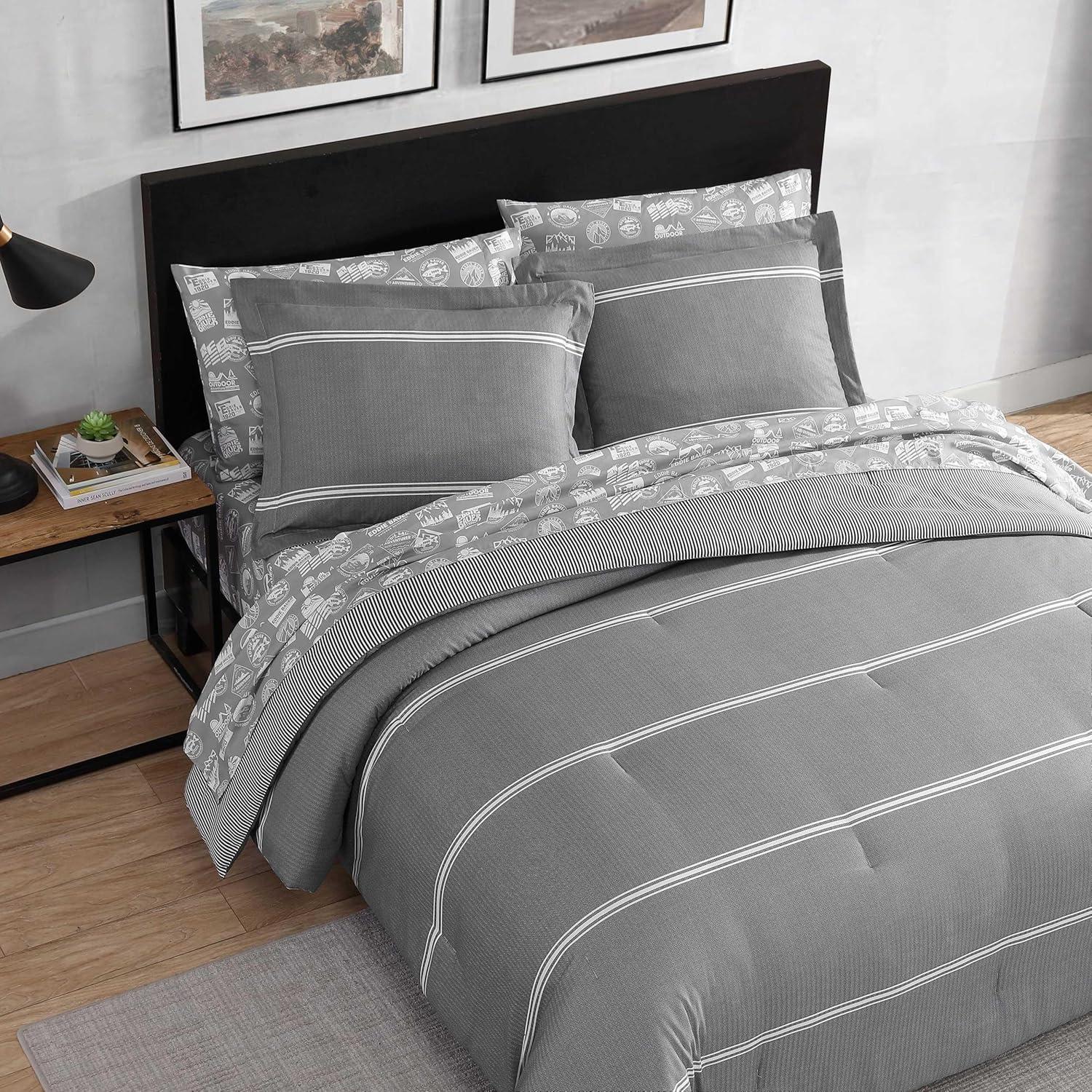 Eddie Bauer Eddie Bauer Chevron And Stripes Grey Bonus Bed Set