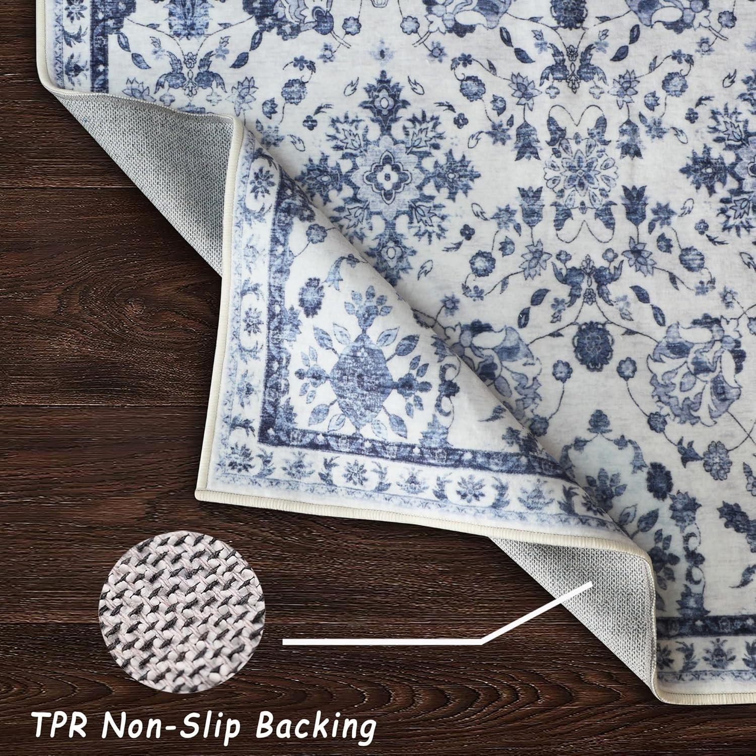 3' X 5' Modern Persian Vintage Moroccan Traditional Area Rug, Ivory/Blue/Red - JONATHAN Y