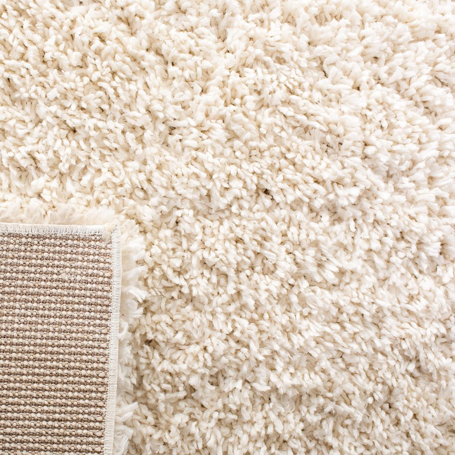 SAFAVIEH August Sophia Solid Shag Area Rug, Ivory, 4' x 4' Square