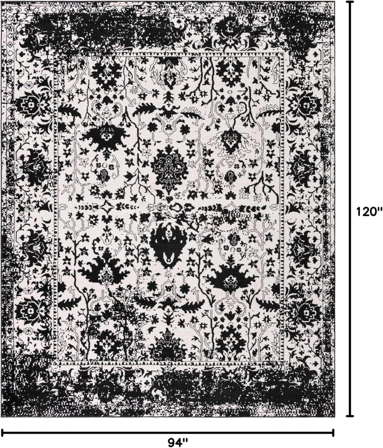 Unique Loom Portland Collection Bohemian Vintage Inspired Tone-on-Tone Design Area Rug (8' 0 x 10' 0 Rectangular, Blue/ Ivory)