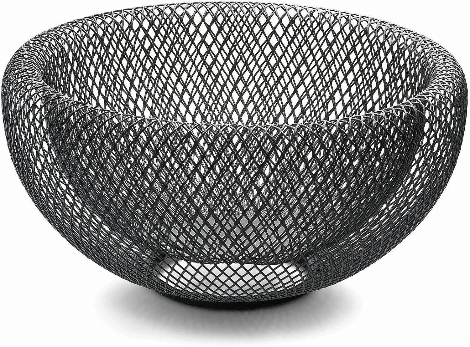 Philippi Bendable Mesh Fruit Bowl Decorative Fruit Basket for Fruits & Vegetables - Metal Bowl for Kitchen Counter Dining Room Table Office, 10' (Black)