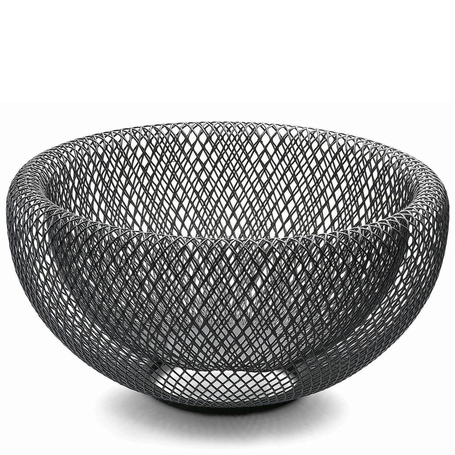 Philippi Bendable Mesh Fruit Bowl Decorative Fruit Basket for Fruits & Vegetables - Metal Bowl for Kitchen Counter Dining Room Table Office, 10' (Black)