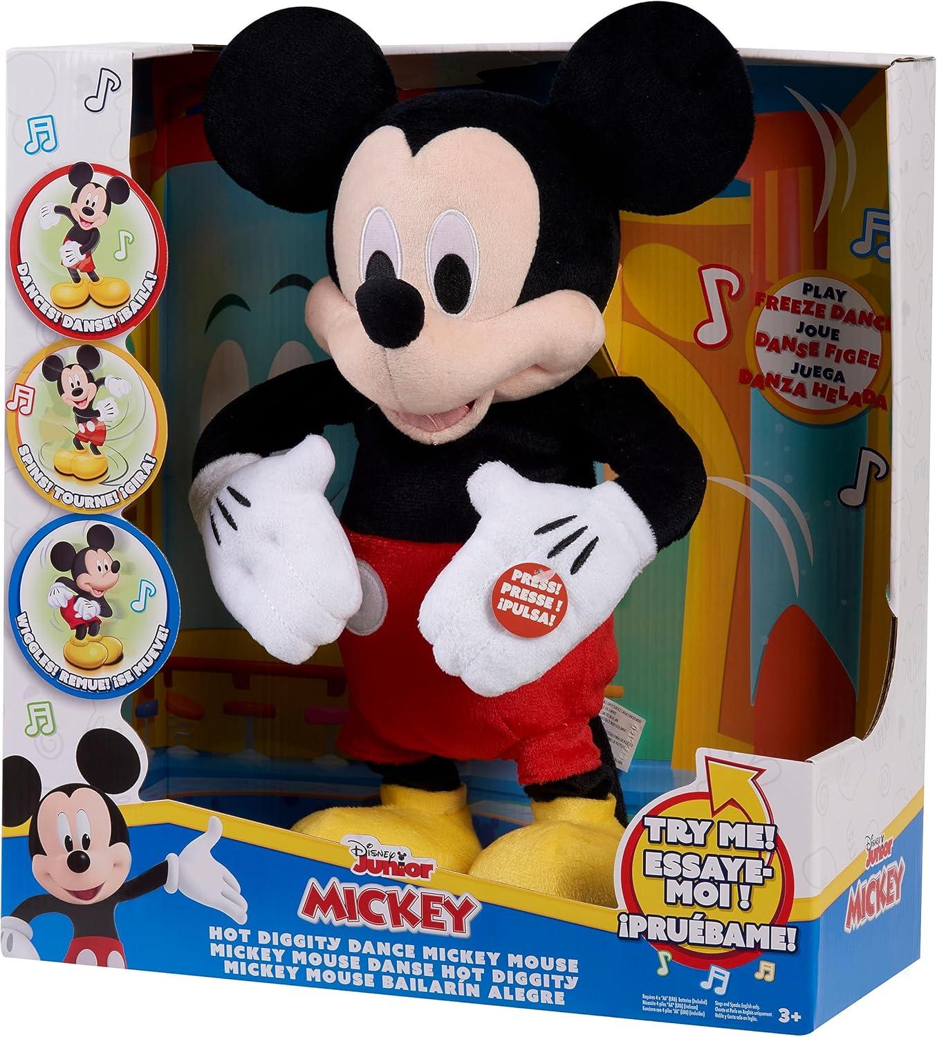 Disney Junior Mickey Mouse Hot Diggity Dance Mickey Feature Plush Stuffed Animal, Motion, Sounds, and Games Baby and Toddler Toys