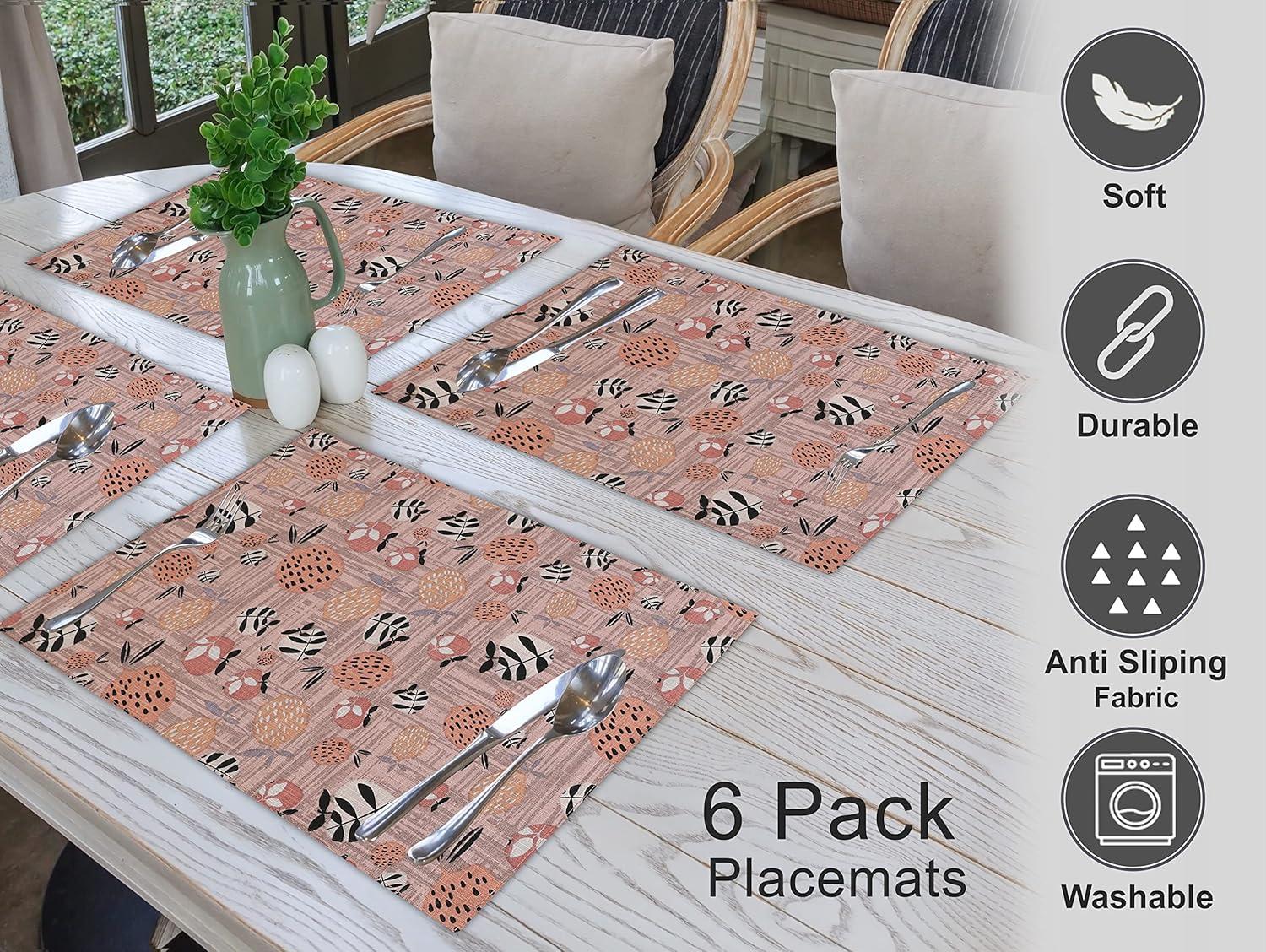 Ruvanti Dining Table Rectangle Placemats 100% Cotton Multi Pattern 13x19 Inches (Set of 6)