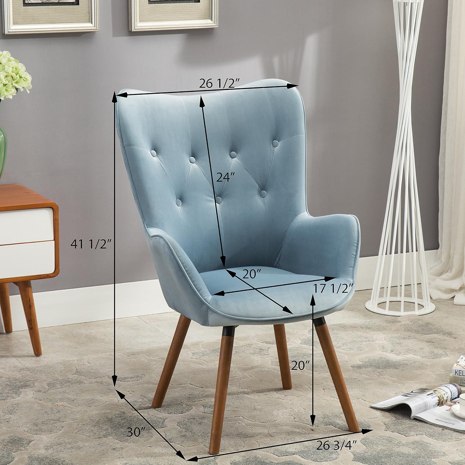 Roundhill Furniture Doarnin Wingback Chair, Blue