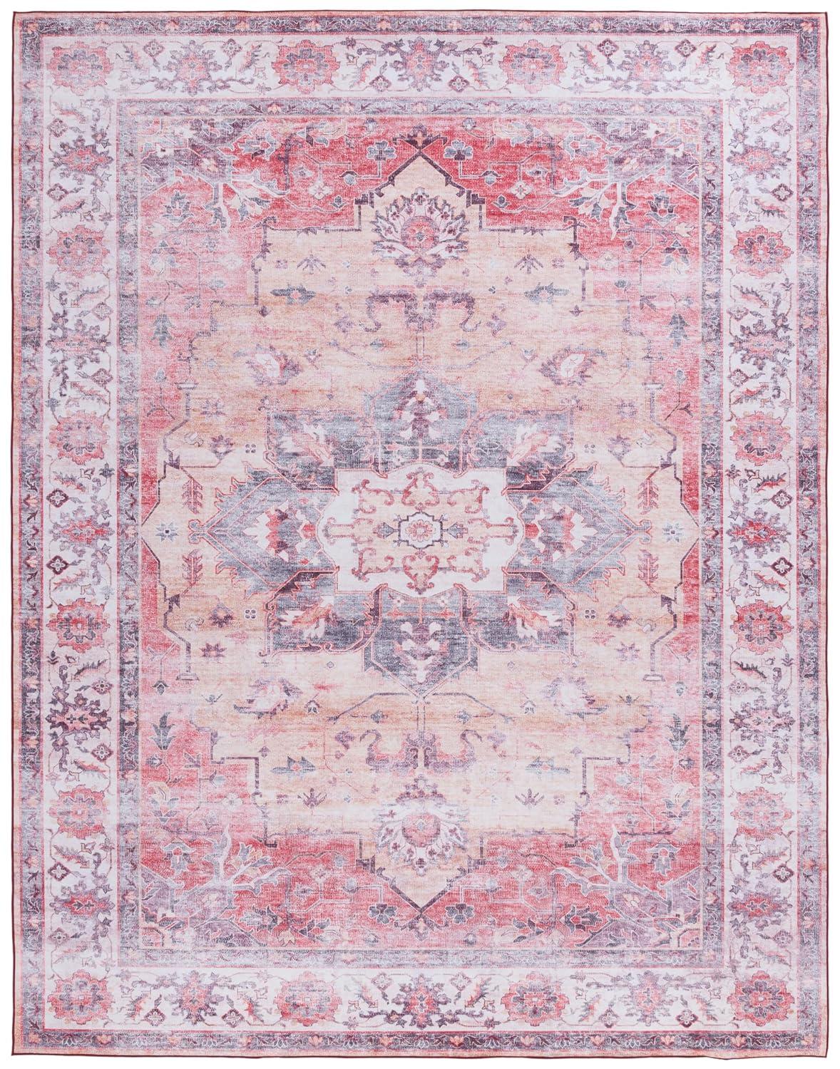 Tucson TSN163 Power Loomed Machine Washable Area Rug - Rust/Beige - 8'x10' - Safavieh.