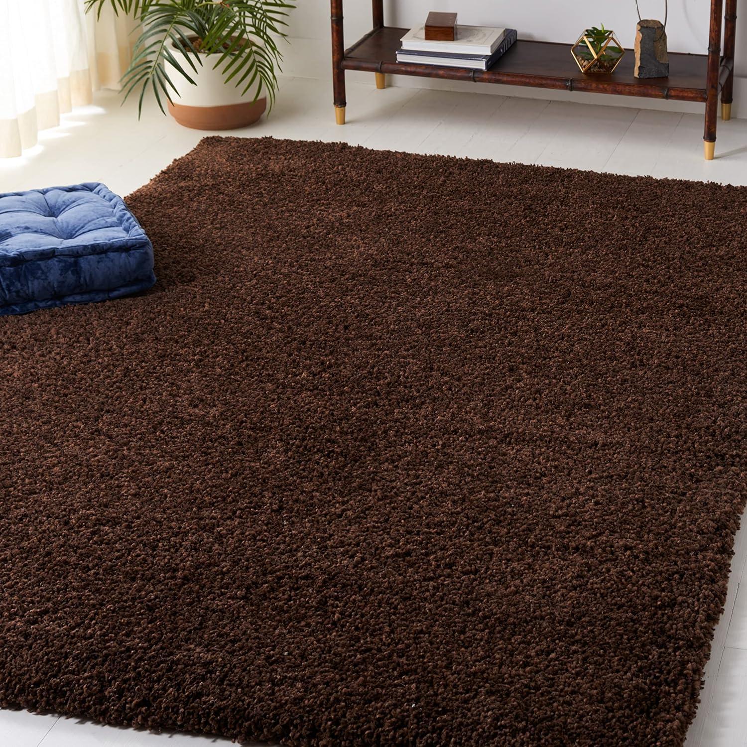 Santa Monica Shag SGN725 Power Loomed Indoor Area Rug - Taupe - 4'x6' - Safavieh
