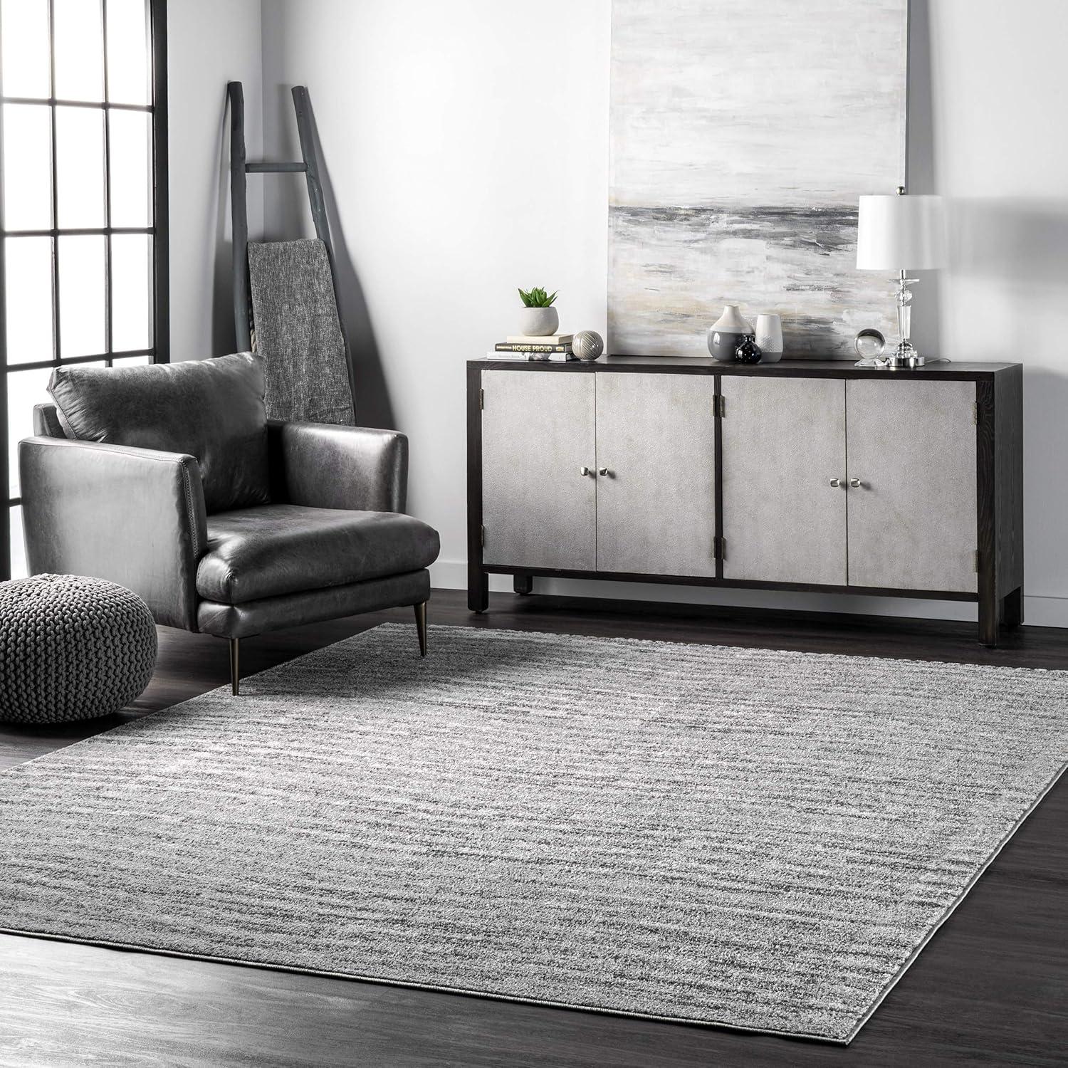 5'x8' Sherill Ripple Modern Abstract Living Room or Bedroom Area Rug Gray - nuLOOM: Stain-Resistant, Low Pile, Indoor Use