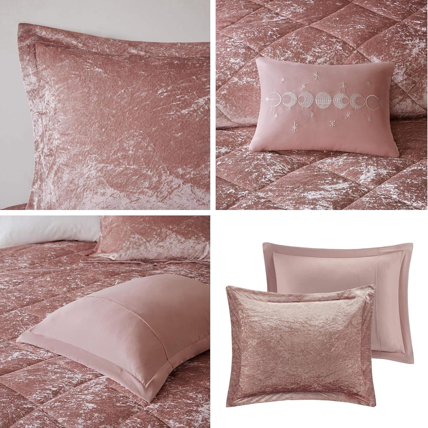 Felicia Crushed Velvet Comforter Set with Throw Pillow