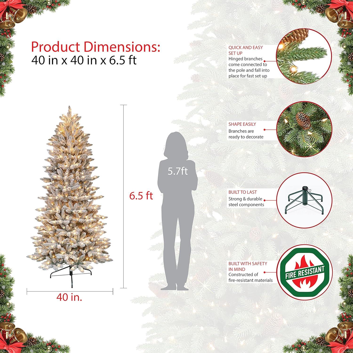 6.5-Foot White Pre-Lit Fraser Fir Artificial Christmas Tree