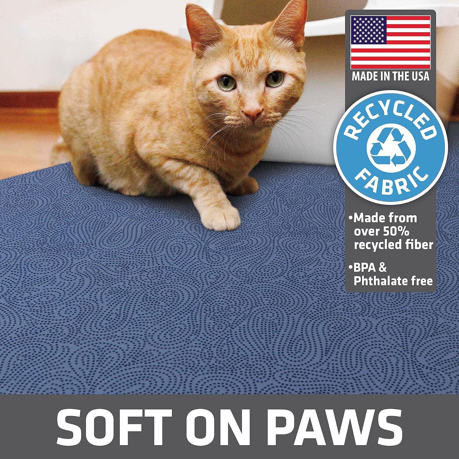 Drymate XL Original Cat Litter Mat, Contains Mess from Box, Protects Floors, Urine-Proof, Machine Washable, Soft on Kitty Paws, Absorbent, Waterproof (29”x36”) (Borage Blue) (USA Made)