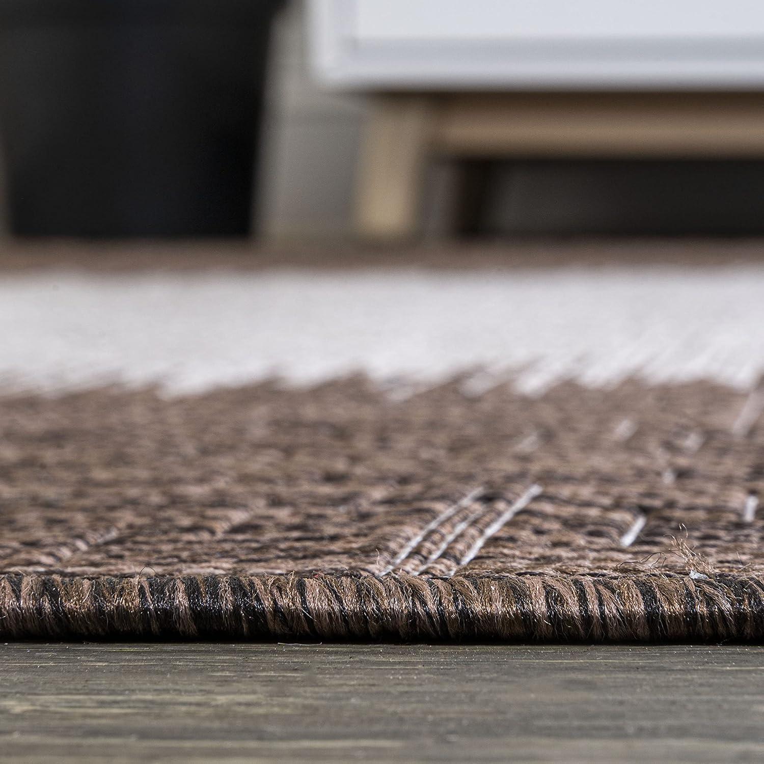 3'x5' Tavira Modern Strie' Indoor/Outdoor Area Rug, Brown/Beige - JONATHAN Y