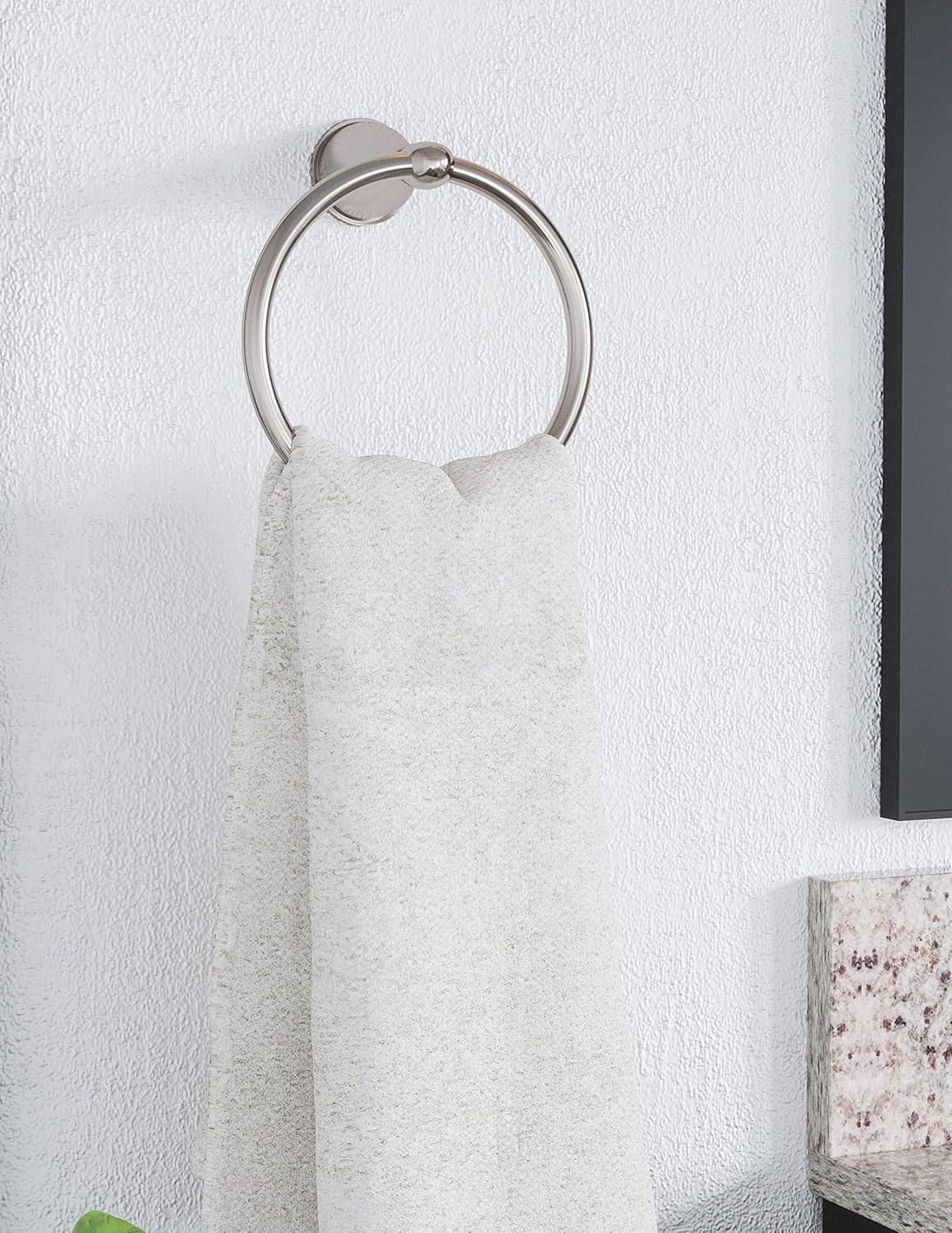 Brushed Nickel Wall Mounted Towel Ring with Zinc Base