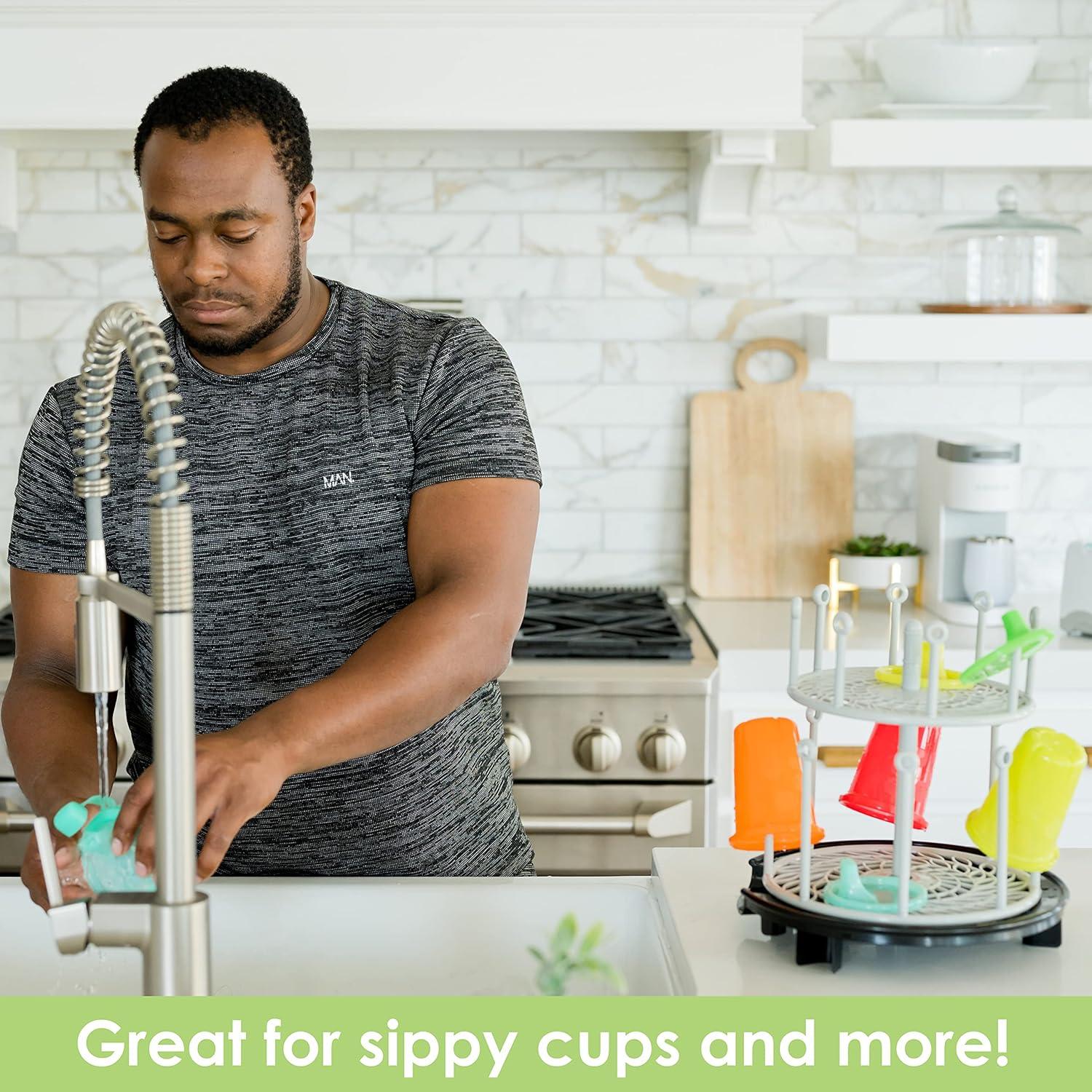 The First Years Plastic Spin Stack Bottle Drying Rack Black