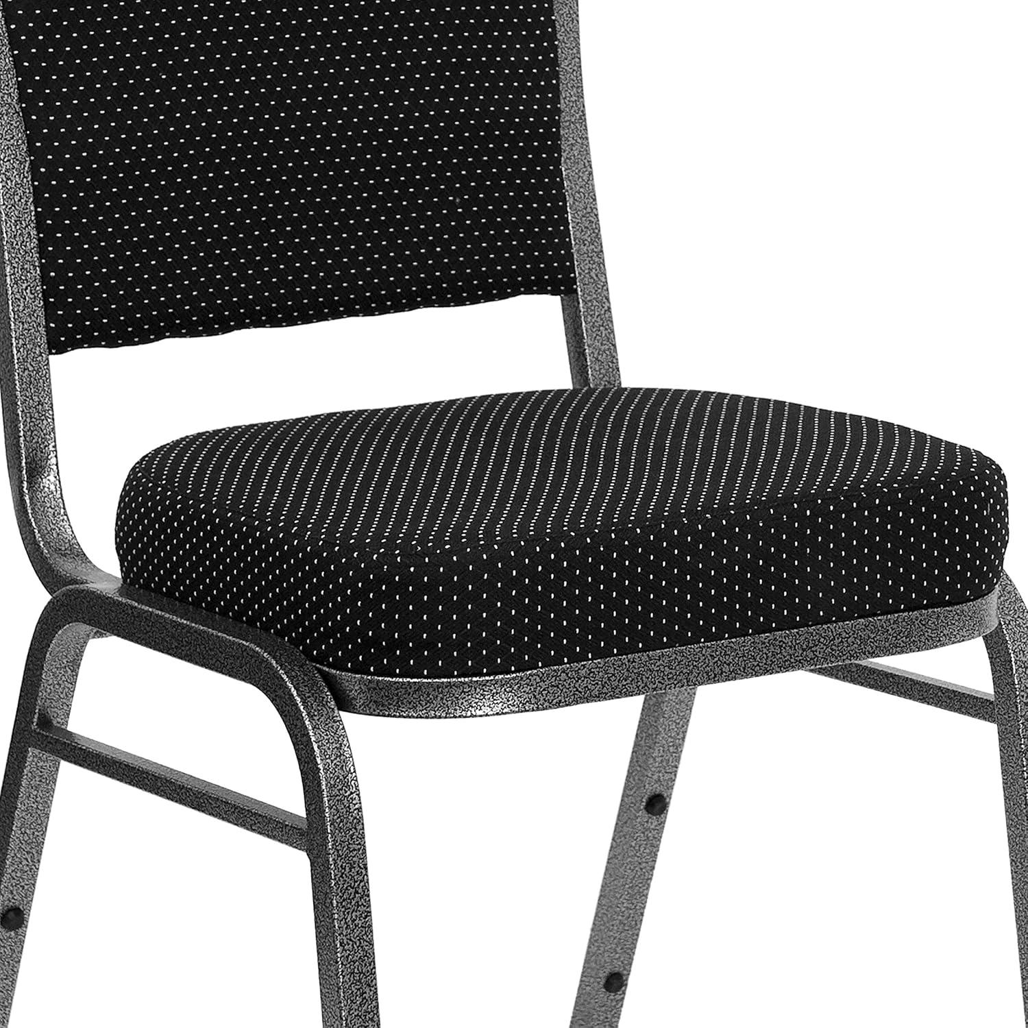 Black Diamond Fabric and Silver Vein Steel Stacking Banquet Chair