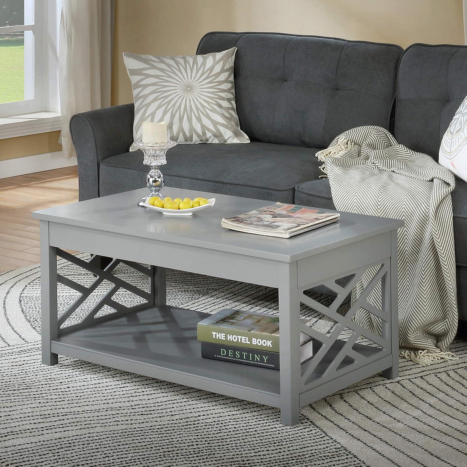 Alaterre Furniture Coventry 36 in. Entryway/Console/Sofa Table 3-Piece Set with Coffee Table, End Table & Tray Shelf, Gray