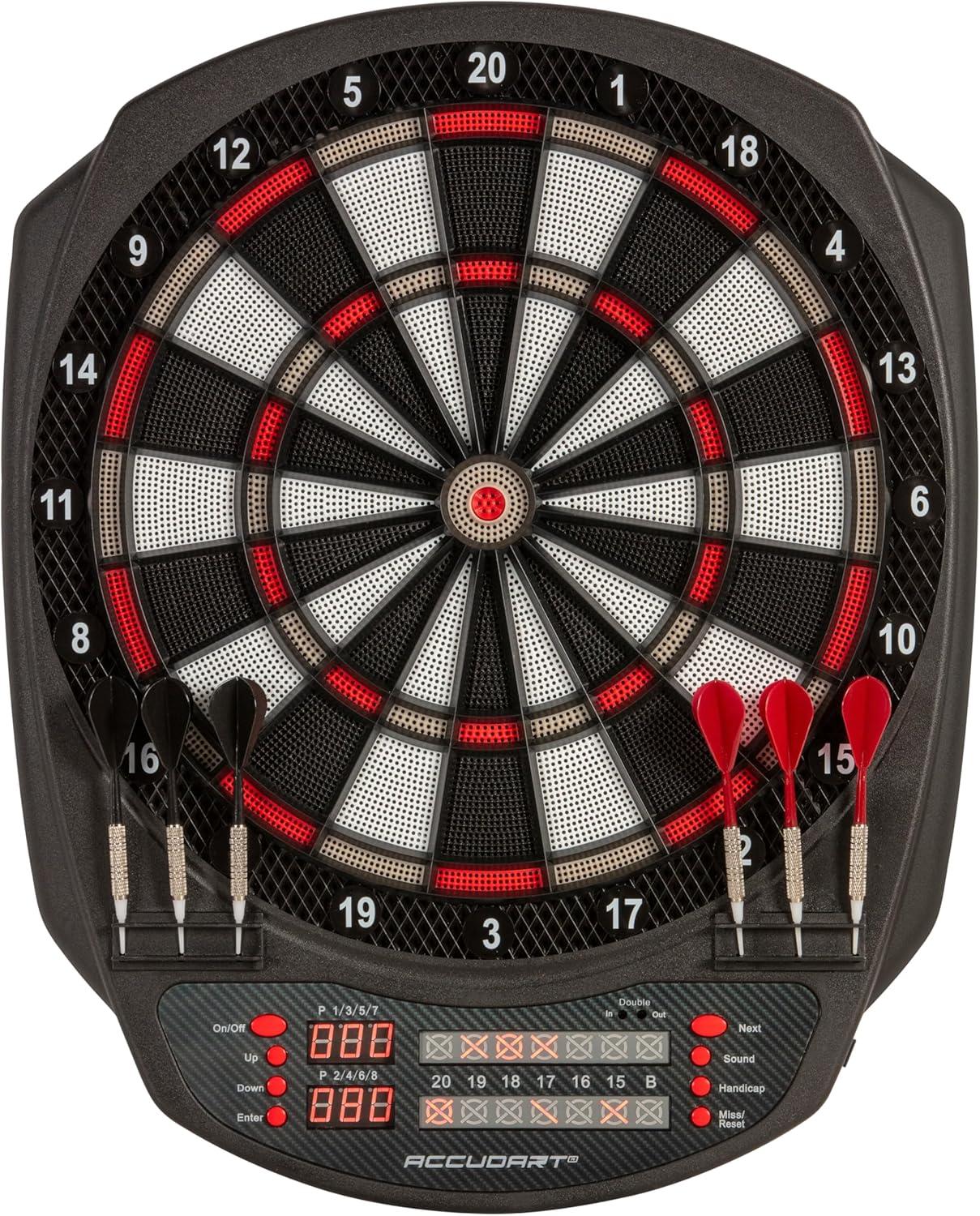 Meteor Black and Red Electronic Dartboard with LED Displays