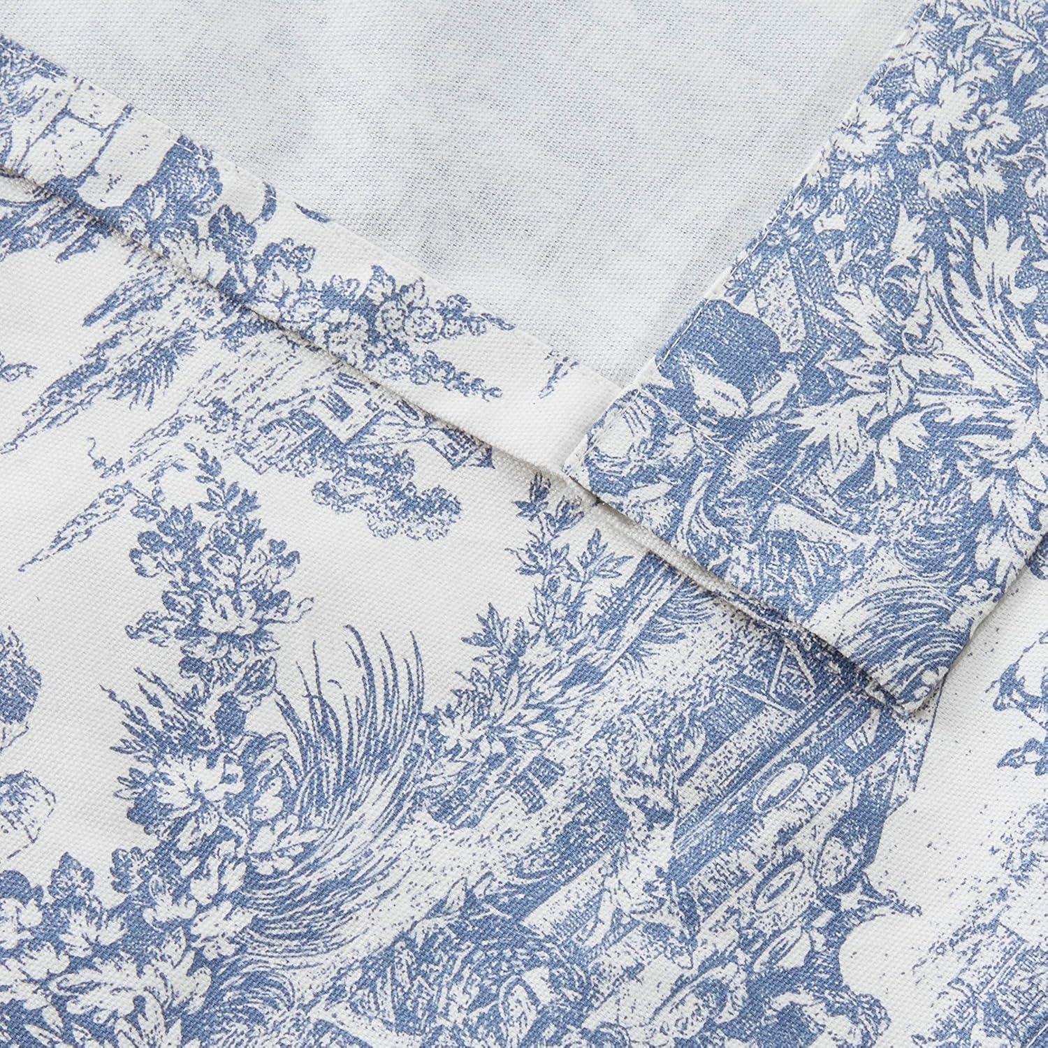 Victoria Park Toile Tie-Up Valence Window Curtain, Blue