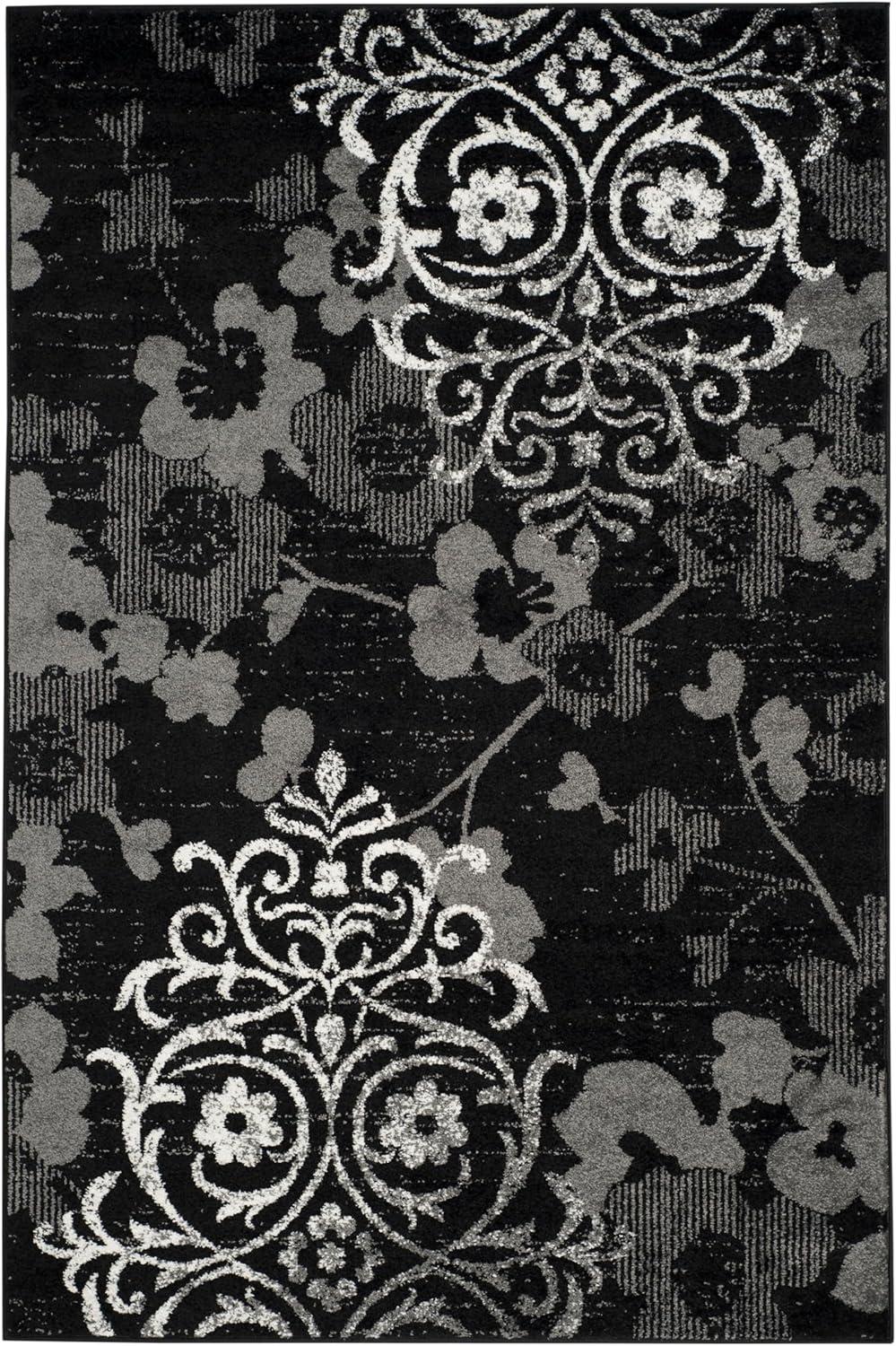 Adirondack ADR114 Machine Made Indoor Area Rug - Black/Silver - 6'x9' - Safavieh