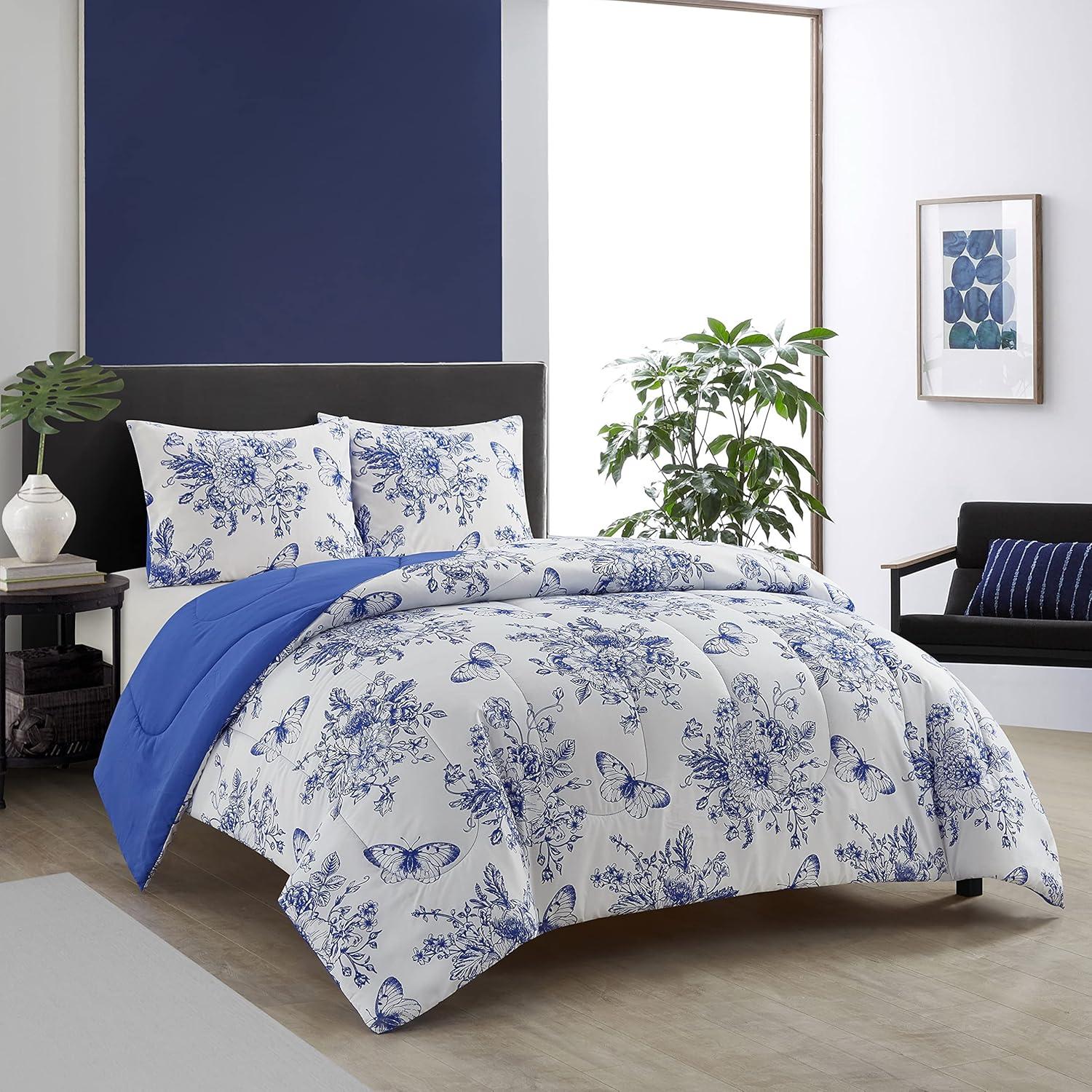 Heritage Club Kids Beau Jardin 2 Piece Comforter and Sham Set, Twin XL, Blue, Polyester (Sheets not included)