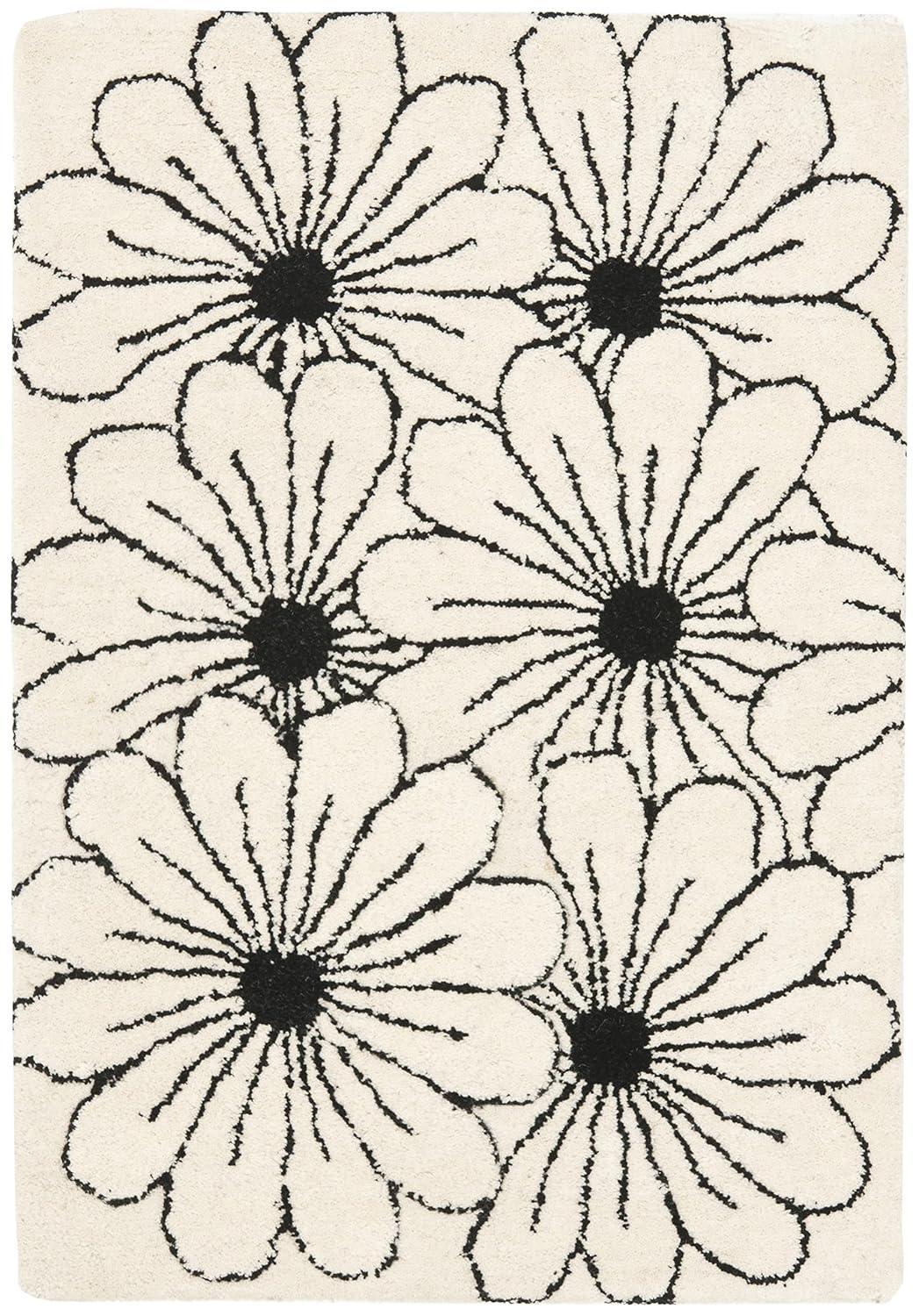 SAFAVIEH Soho Megan Floral Wool Area Rug, Ivory/Black, 2' x 3'