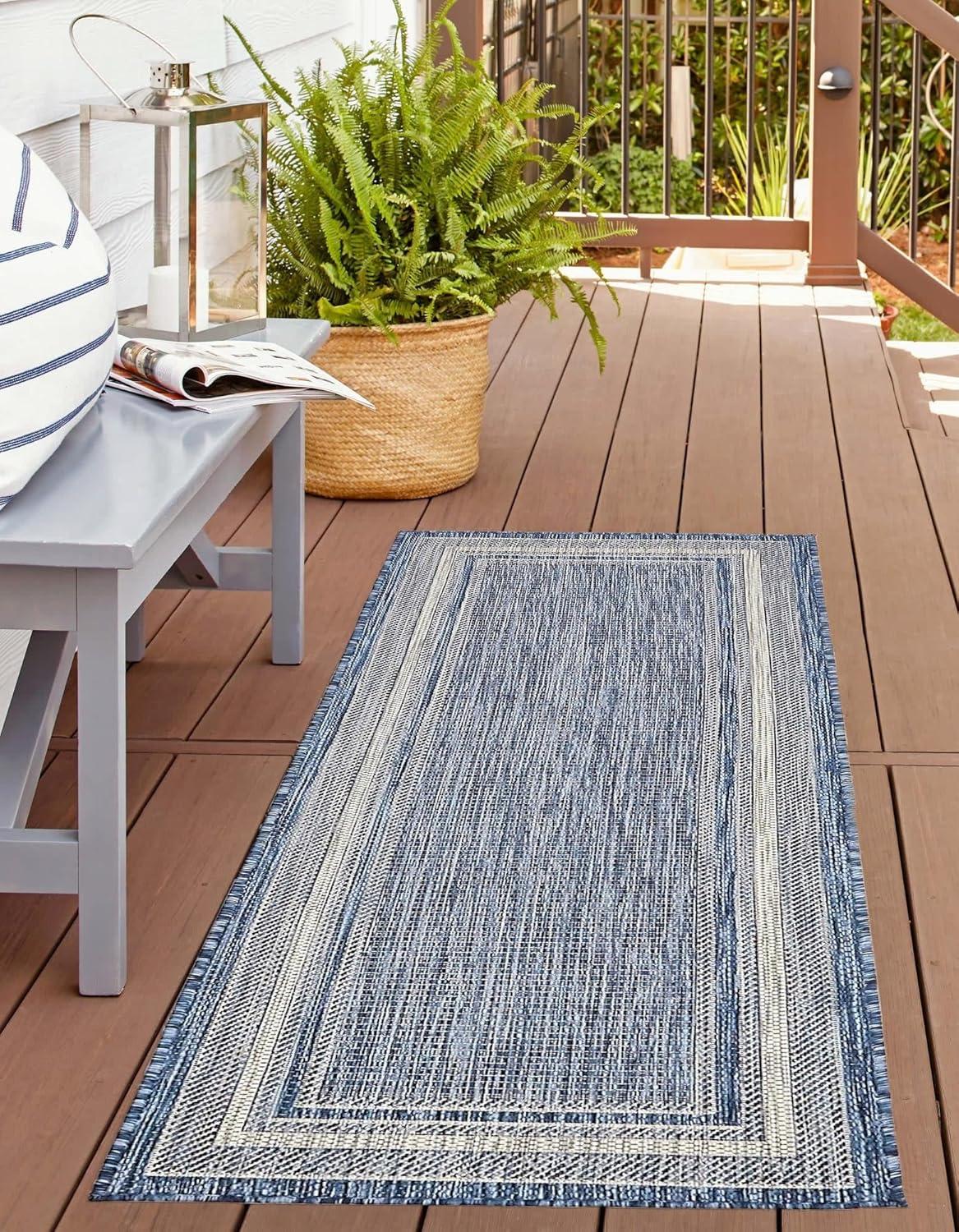 Unique Loom Outdoor Border Soft Border Border Woven Area Rug