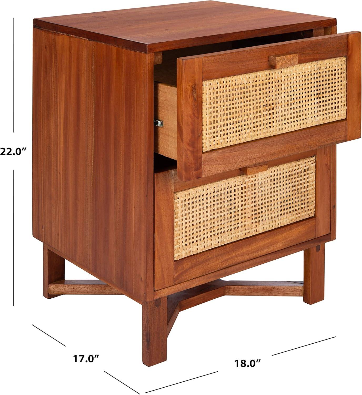 SAFAVIEH Hedwig Coastal 2 Drawer Nightstand, Natural