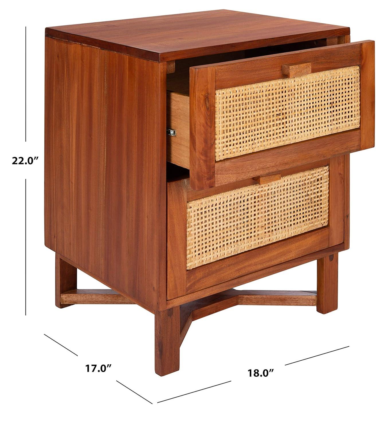 SAFAVIEH Hedwig Coastal 2 Drawer Nightstand, Natural