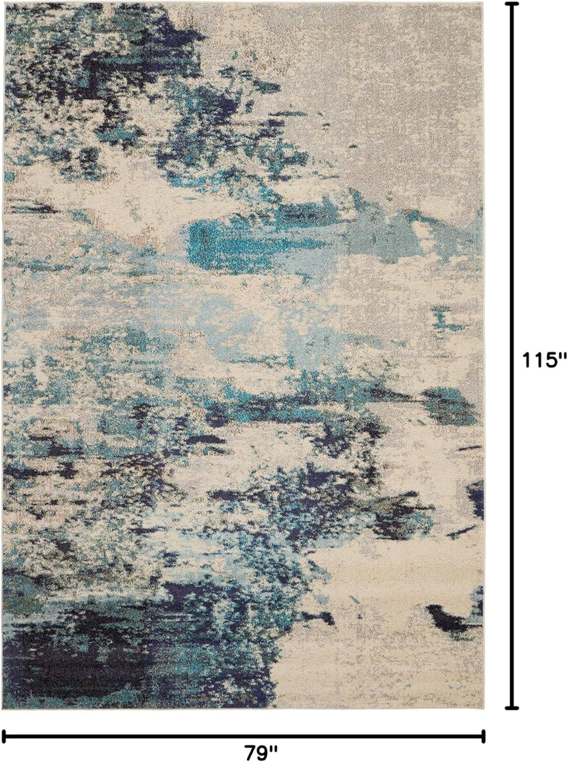 Nourison Celestial CES02 Ivory/Teal Blue Area Rug 6'7" x 9'7"