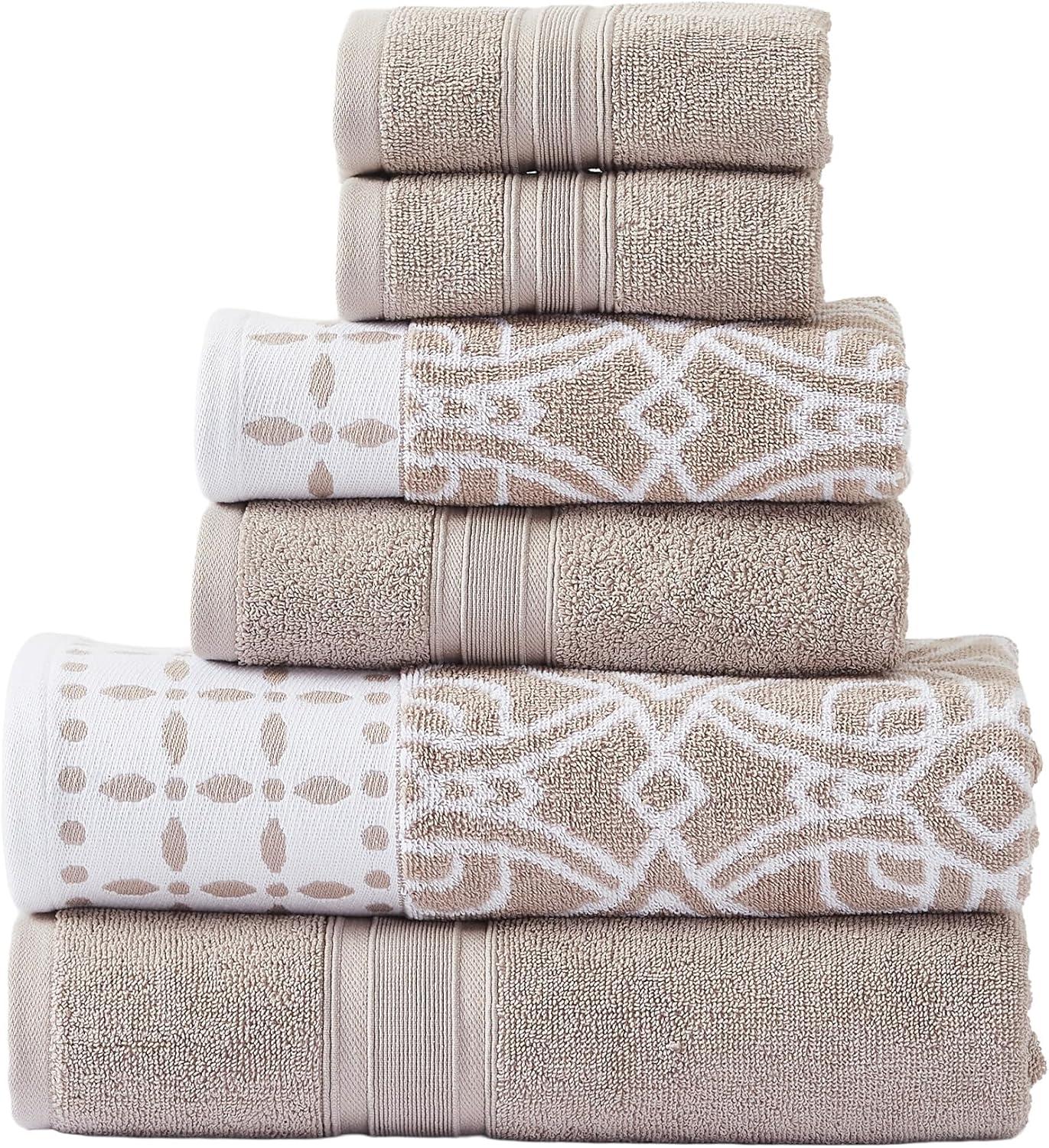 Modern Threads Modern Threads 6 Piece Set, 2 Bath Towels, 2 Hand Towels, 2 Washcloths Yarn Dyed Jacquard/Solid Towel Set Monroe