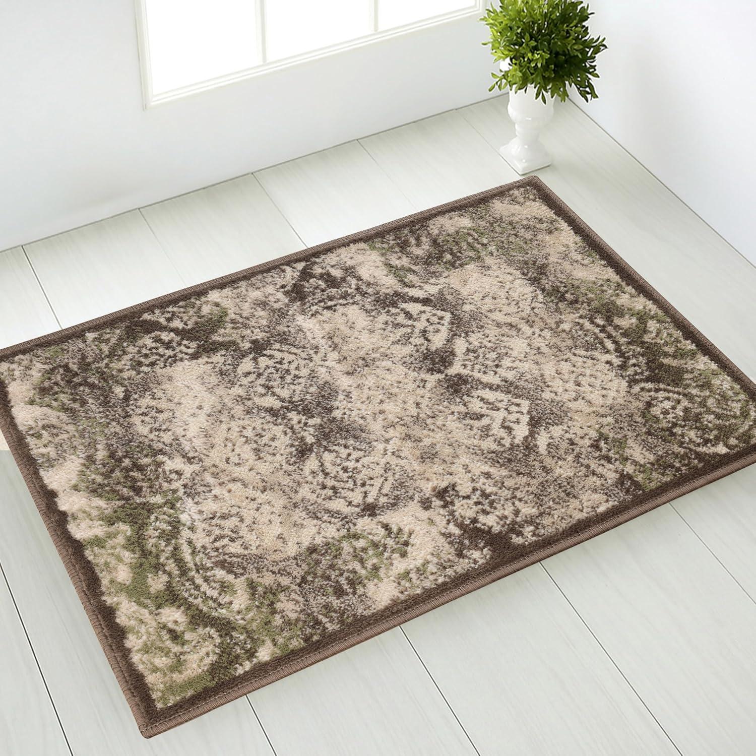 Modern Damask Indoor Area Rug or Runner, 2'x3', Brown - Blue Nile Mills