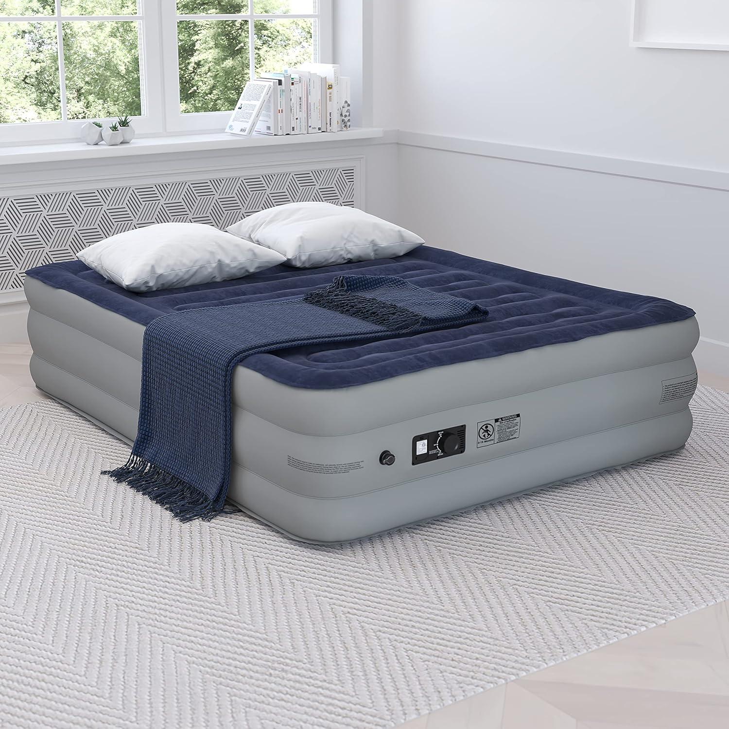 Flash Furniture 18 inch Air Mattress with ETL Certified Internal Electric Pump and Carrying Case