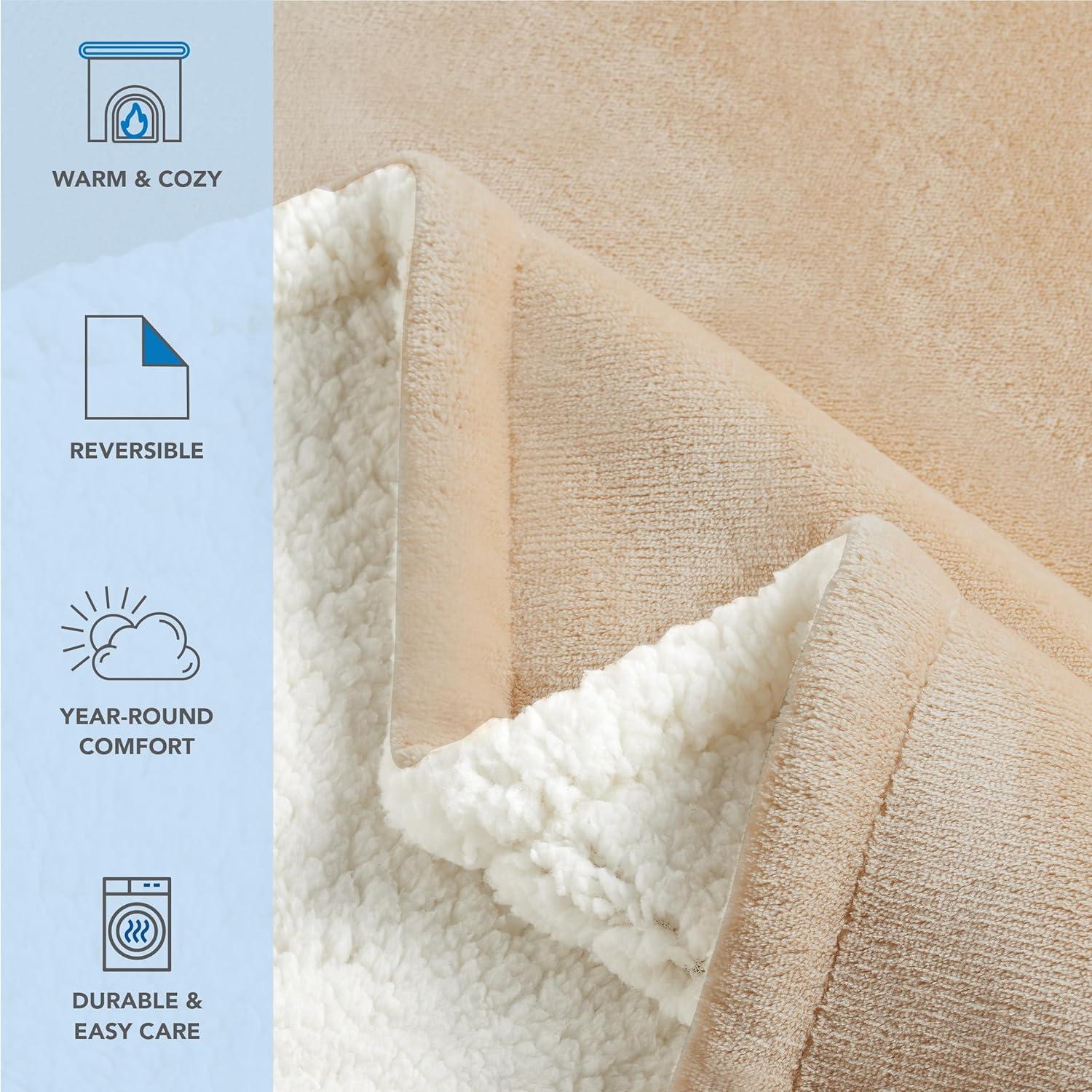 ArkwrightLLC Host & Home Reversible Warm Plush and Fluffy Sherpa Blanket