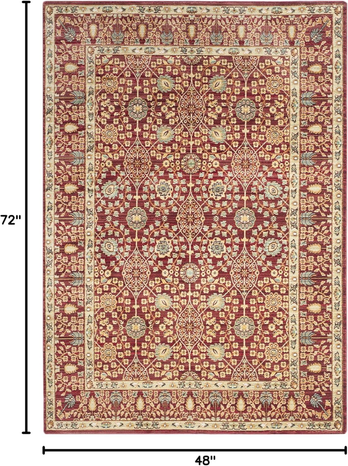 SAFAVIEH Valencia Weston Floral Bordered Polyester Area Rug, Red, 4' x 6'