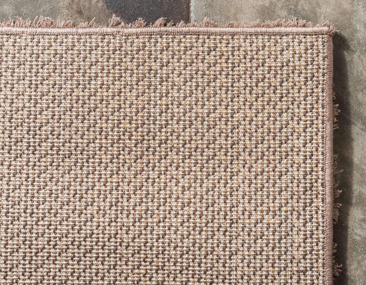 Unique Loom Sky Studio Solid Shag Rug Brown 5' 1" x 8' Rectangle Solid Minimalist Perfect For Living Room Bed Room Dining Room Office