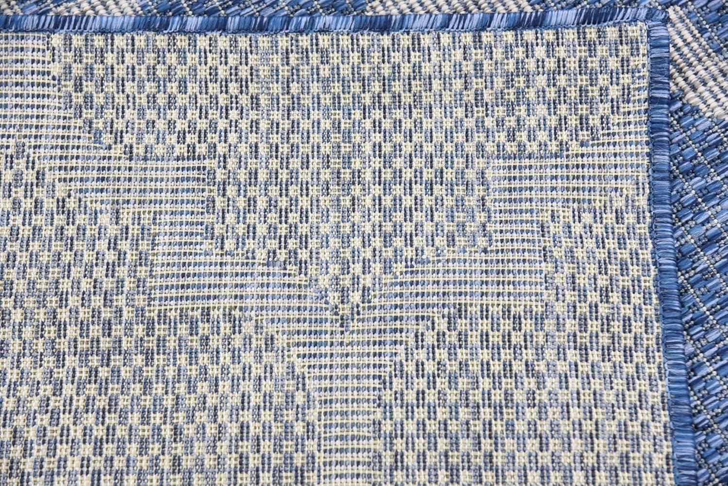 Navy Blue Trellis 9' x 12' Synthetic Outdoor Rug