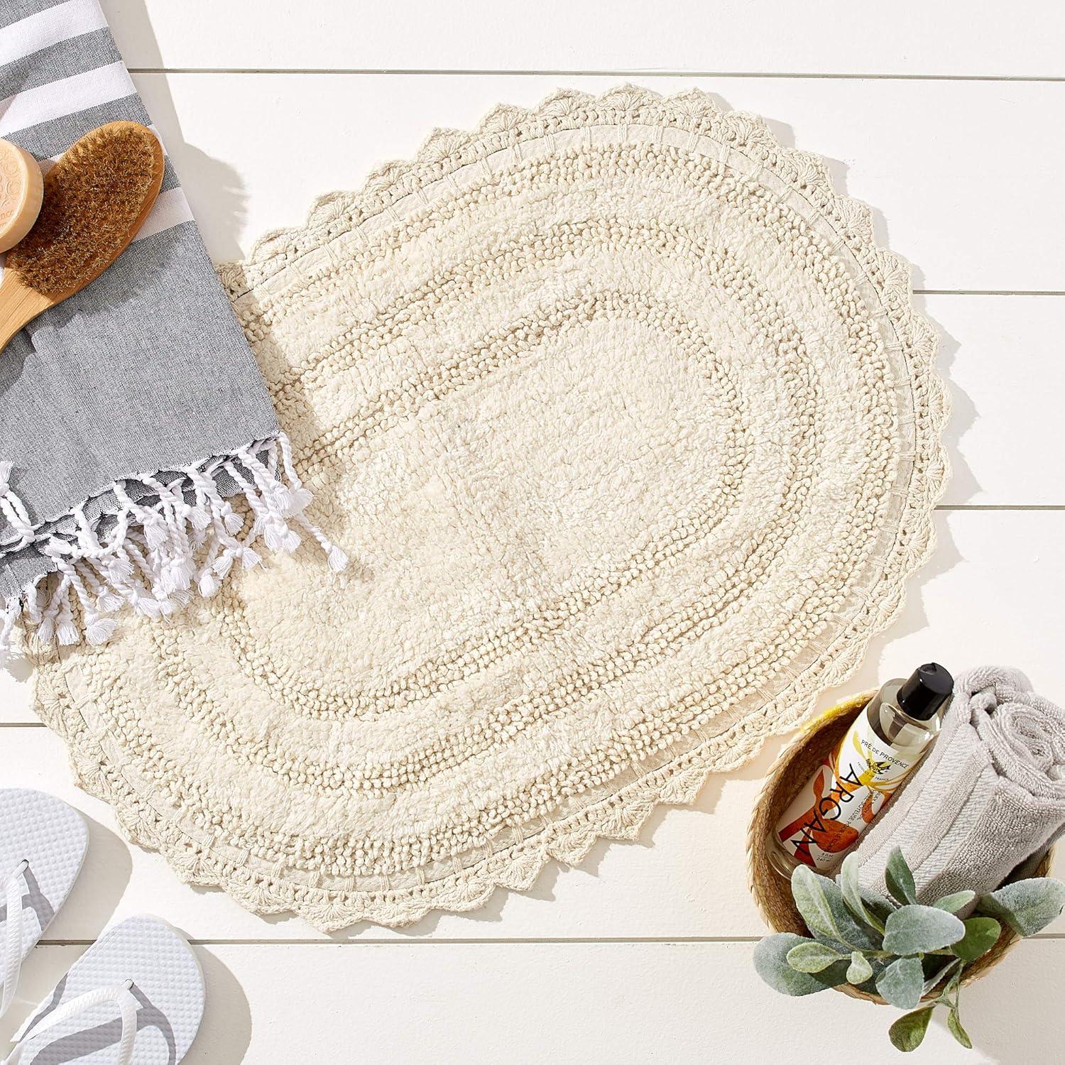 Design Imports Off White Large Oval Crochet Bath Mat